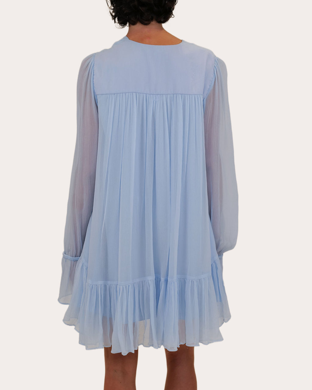 Thistle Silk Chiffon Gathered Mini Dress