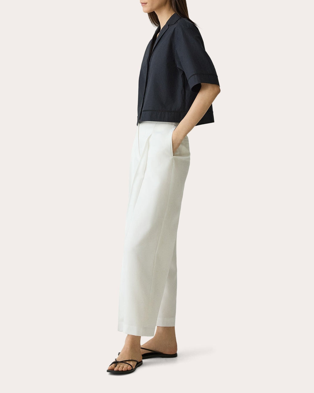 City Twill Deep Pleated Crop Pants