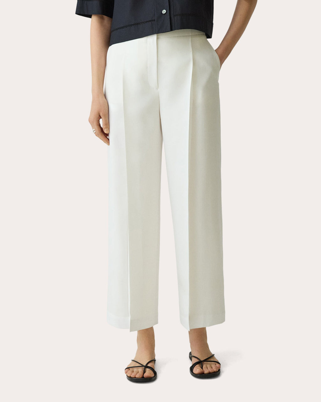 City Twill Deep Pleated Crop Pants