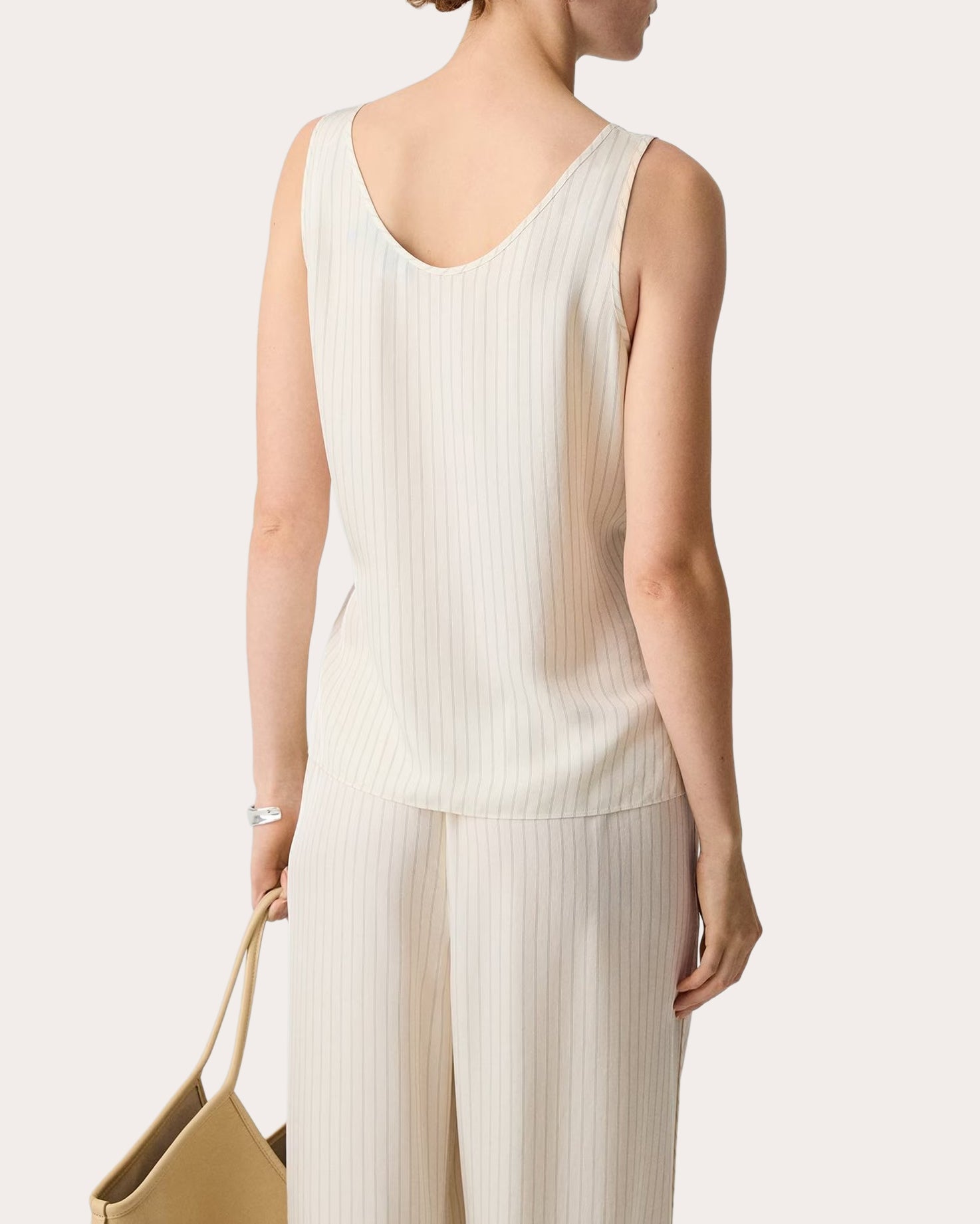 Washed Twill Stripe Drawstring Tank Top