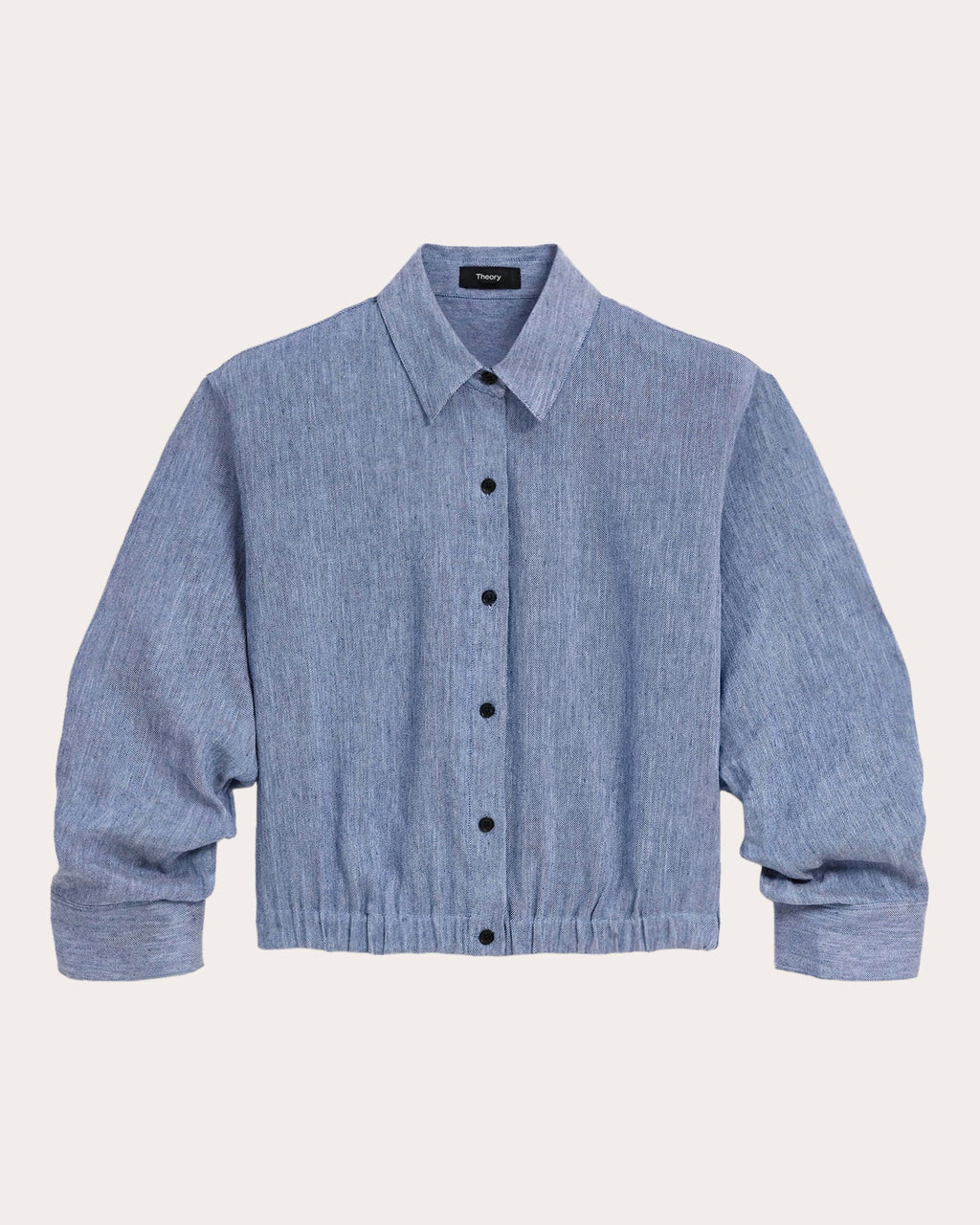 Fluid Linen Scrunched Crop Button-Up