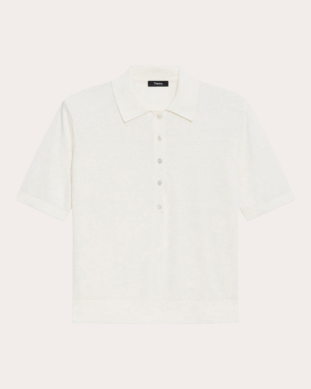 Sheer Linen Knit Cropped Polo