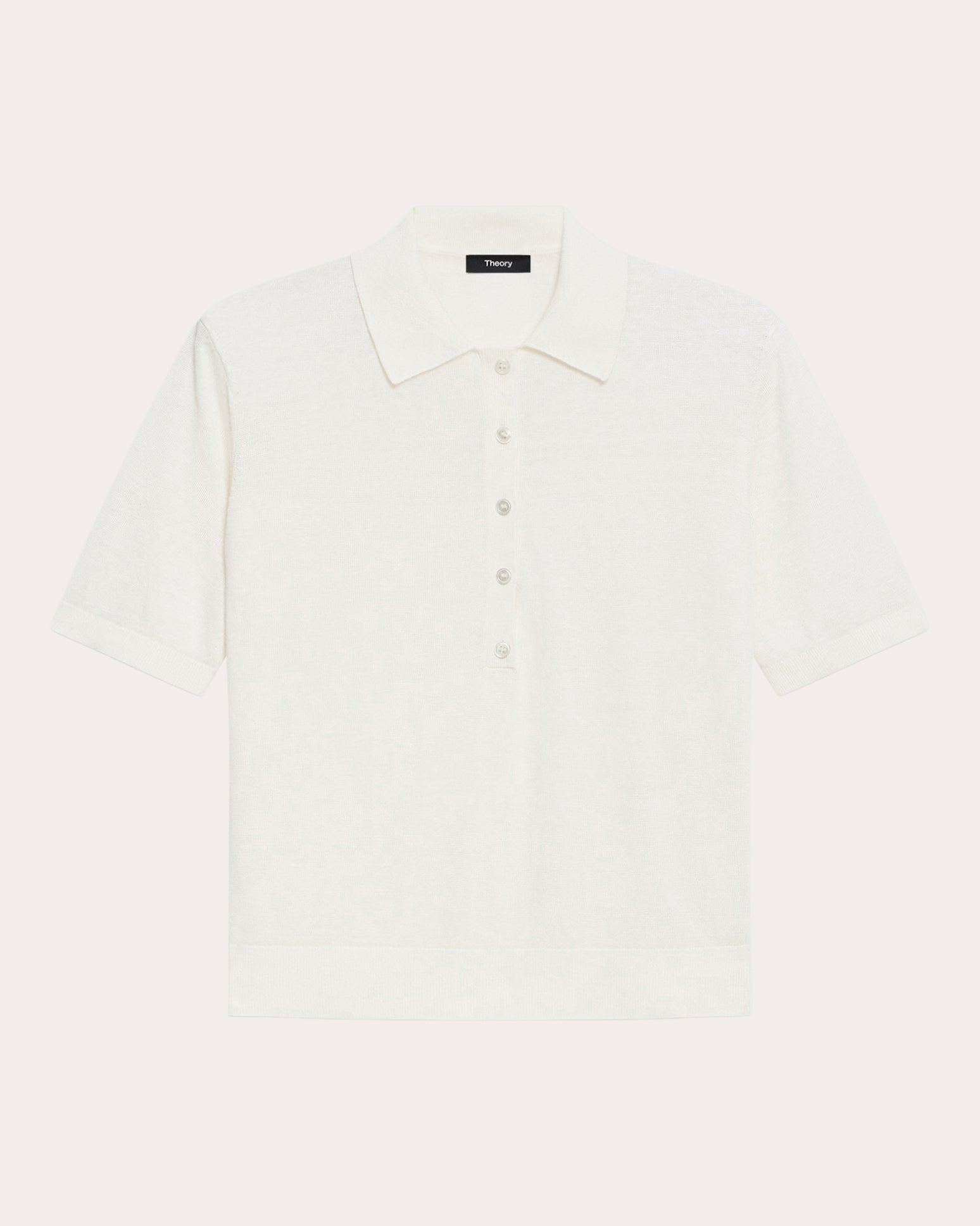 Sheer Linen Knit Cropped Polo