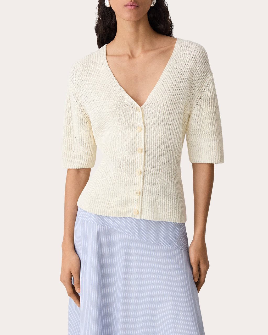 Knit Shaped V-Neck Cardigan