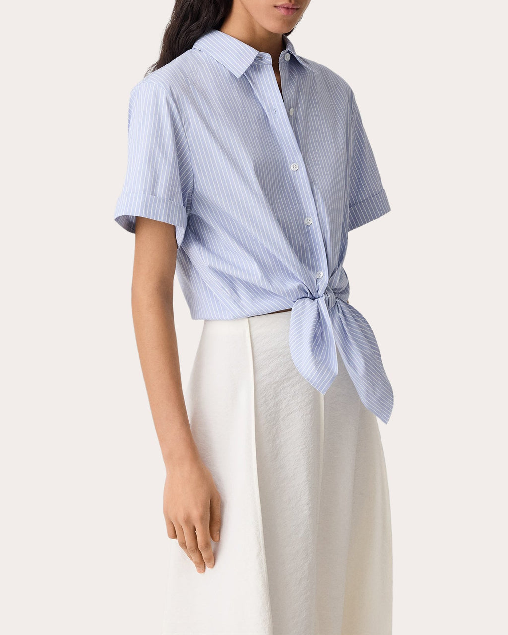 Stripe Tie-Front Button-Up