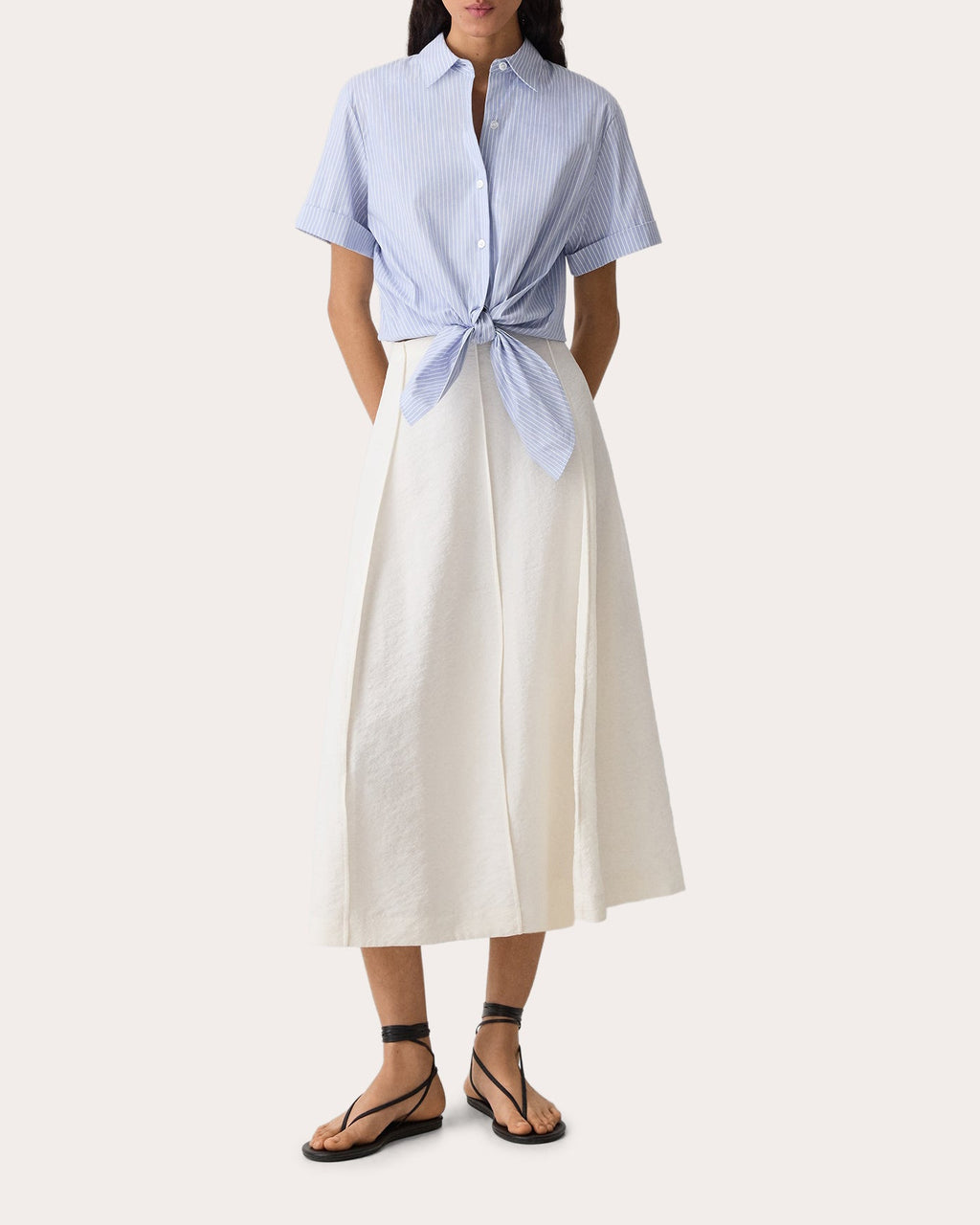 Stripe Tie-Front Button-Up