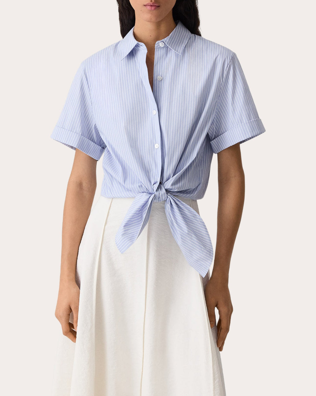 Stripe Tie-Front Button-Up