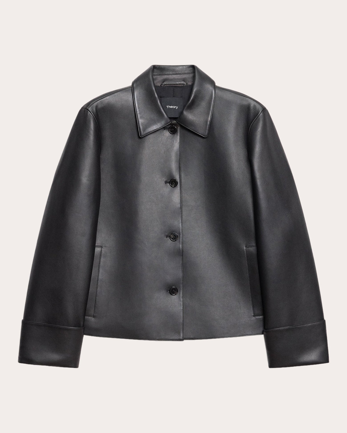Leather Boxy Shirt Jacket