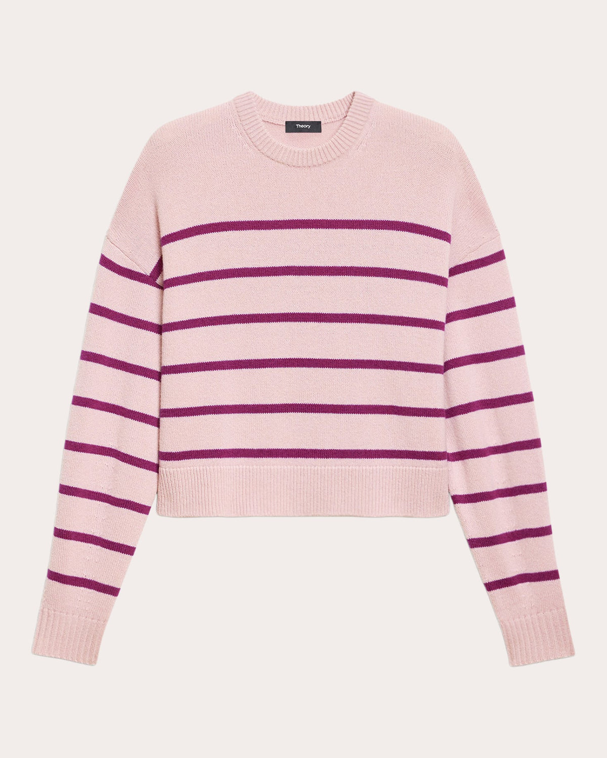 Stripe Cashmere Knit Crewneck Pullover