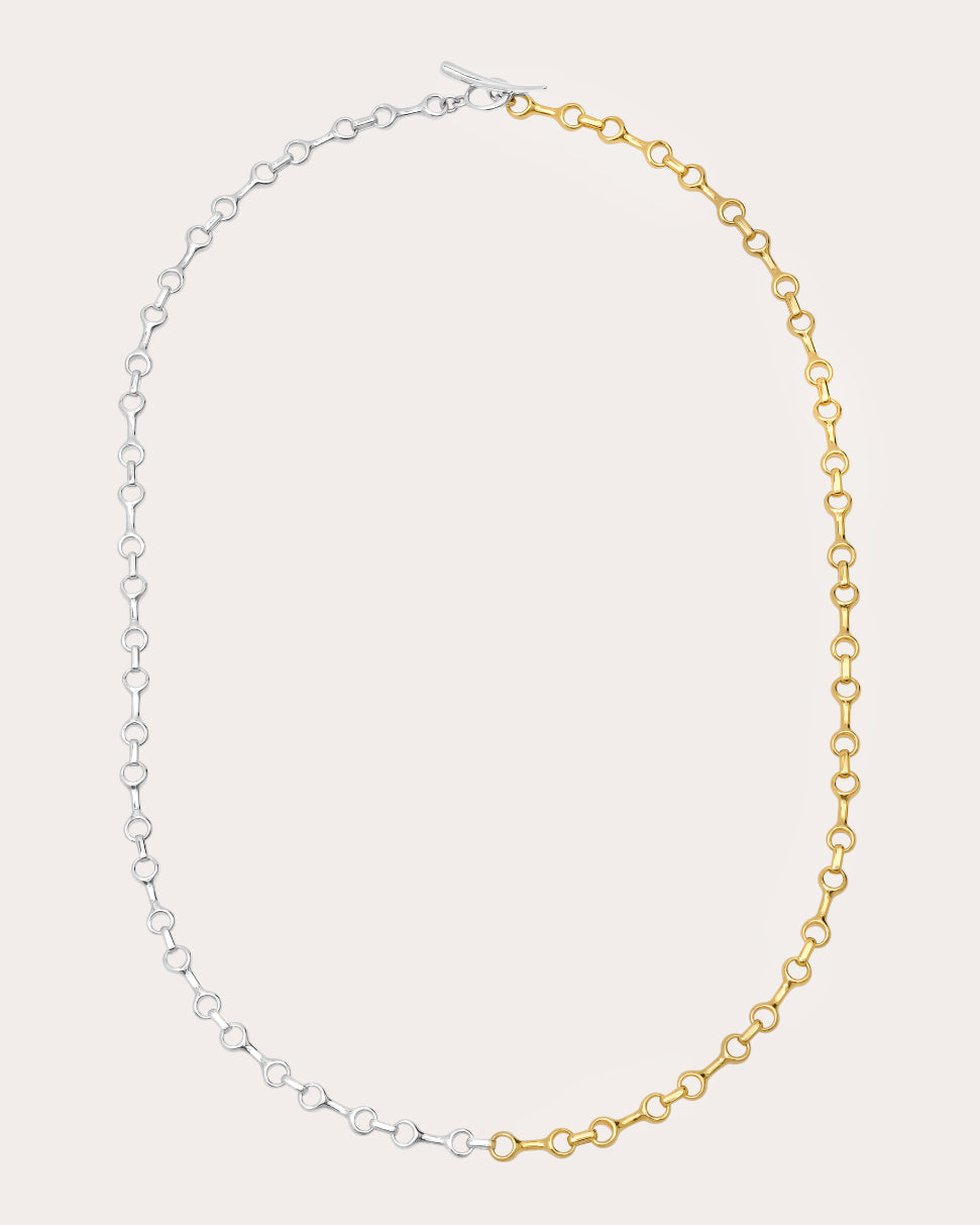 Two-Tone Half & Half Double Beam Necklace