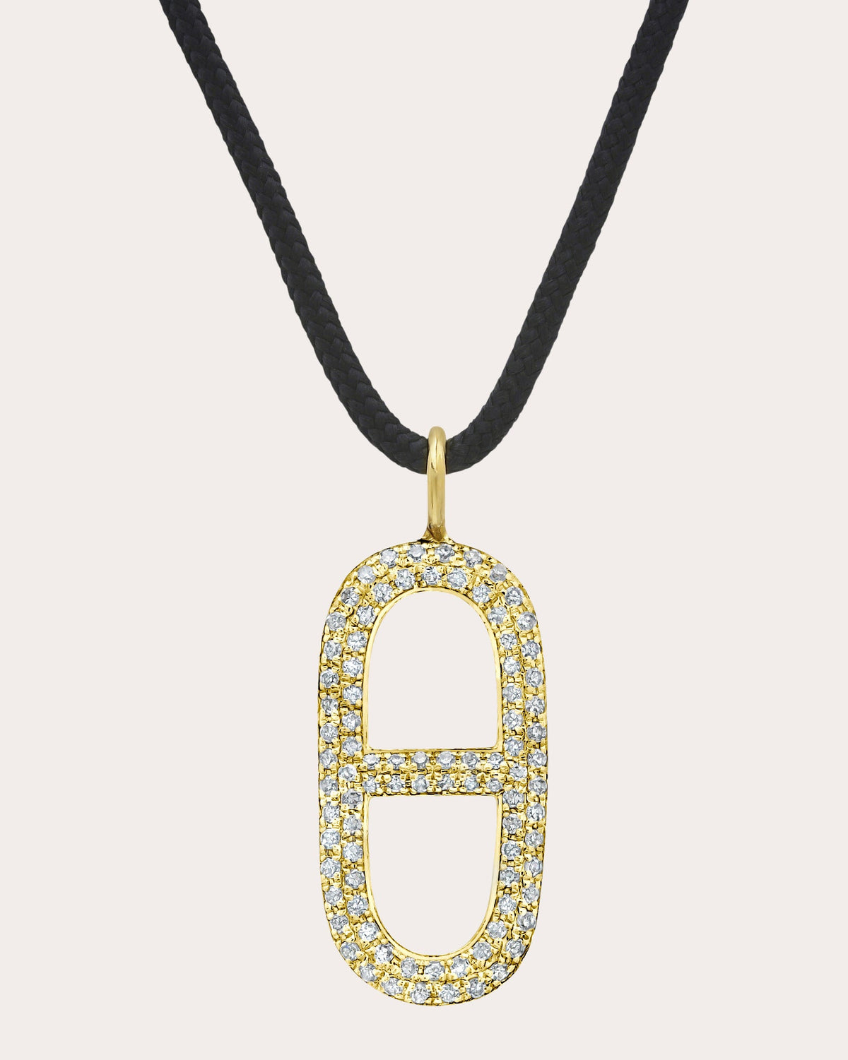 Diamond Pavé Stirrup Cord Pendant Necklace
