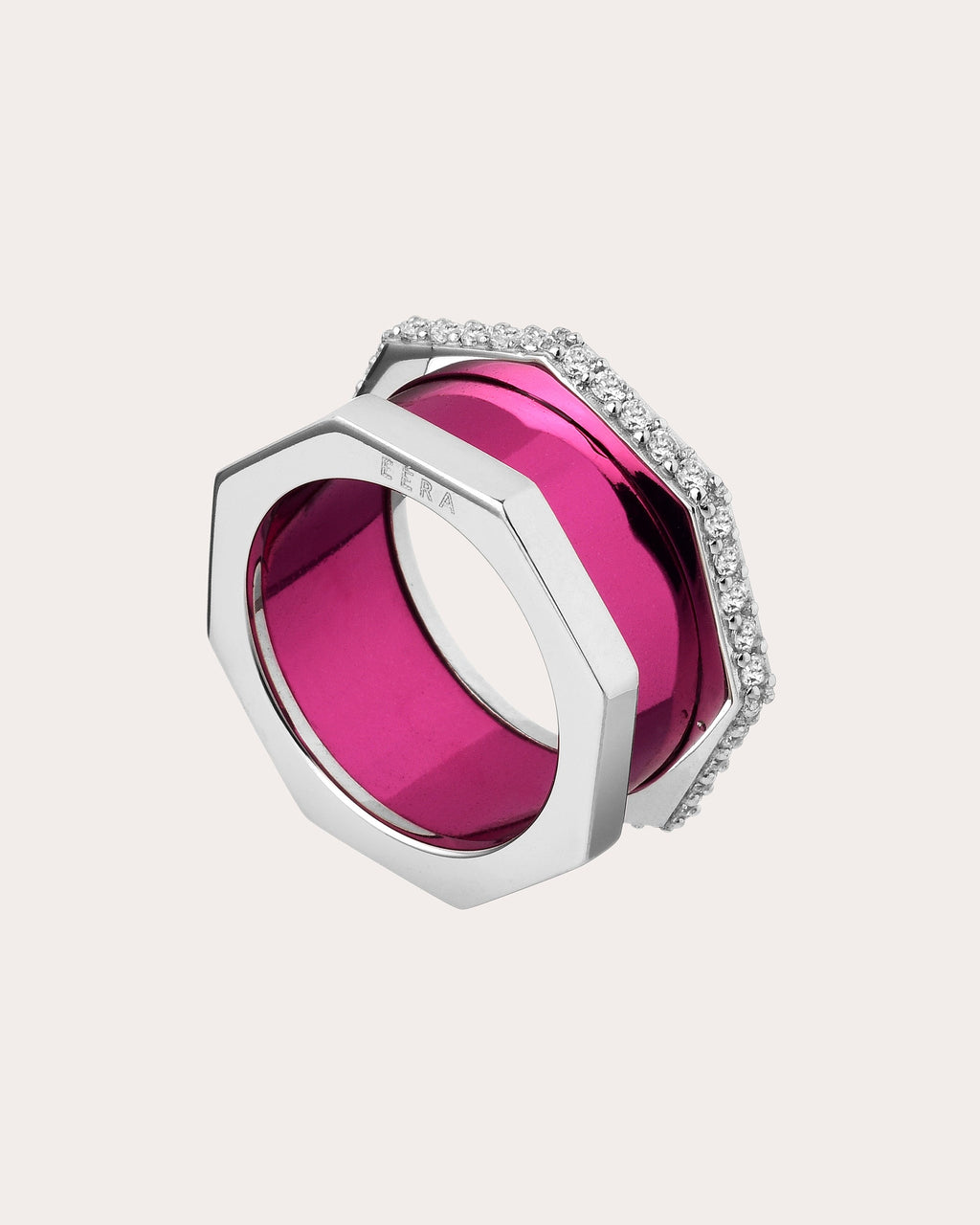 Metallic Fuchsia & 18k White Gold Tubo Ring