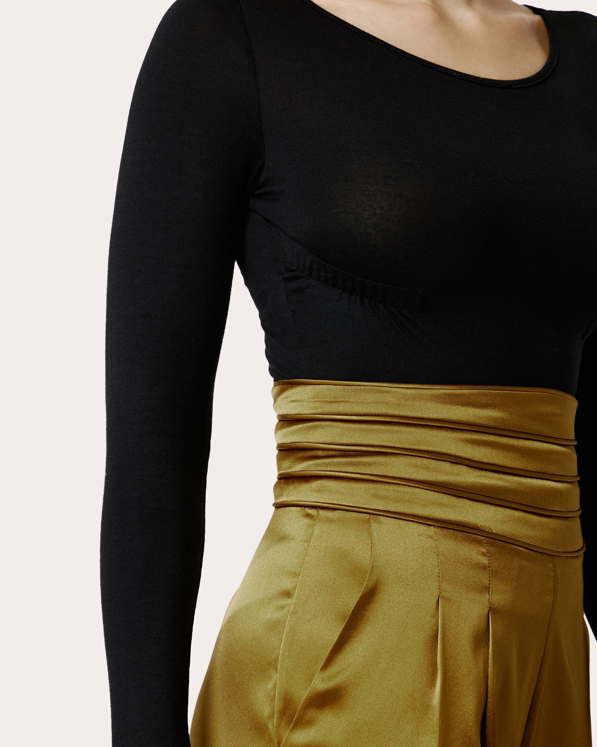 Avenoir Silk Charmeuse Pleated Crop Pants