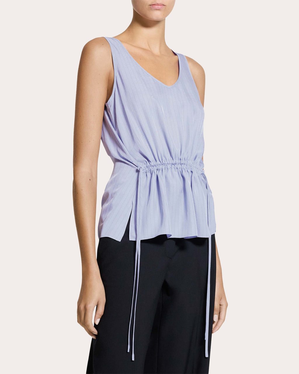 Washed Twill Stripe Drawstring Tank Top