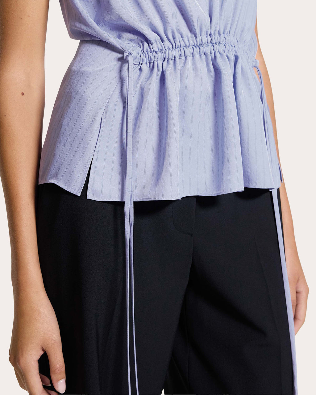 Washed Twill Stripe Drawstring Tank Top