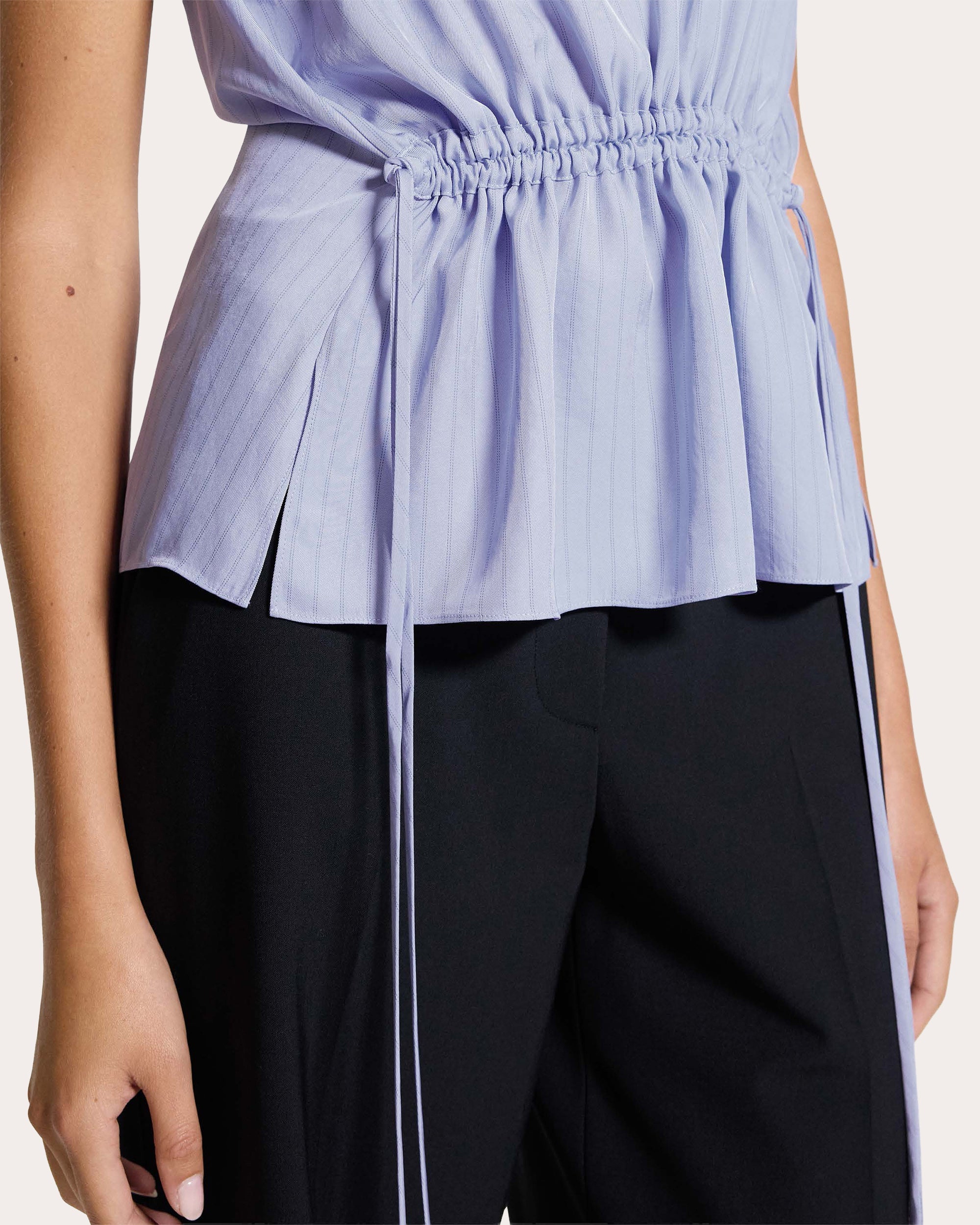 Washed Twill Stripe Drawstring Tank Top