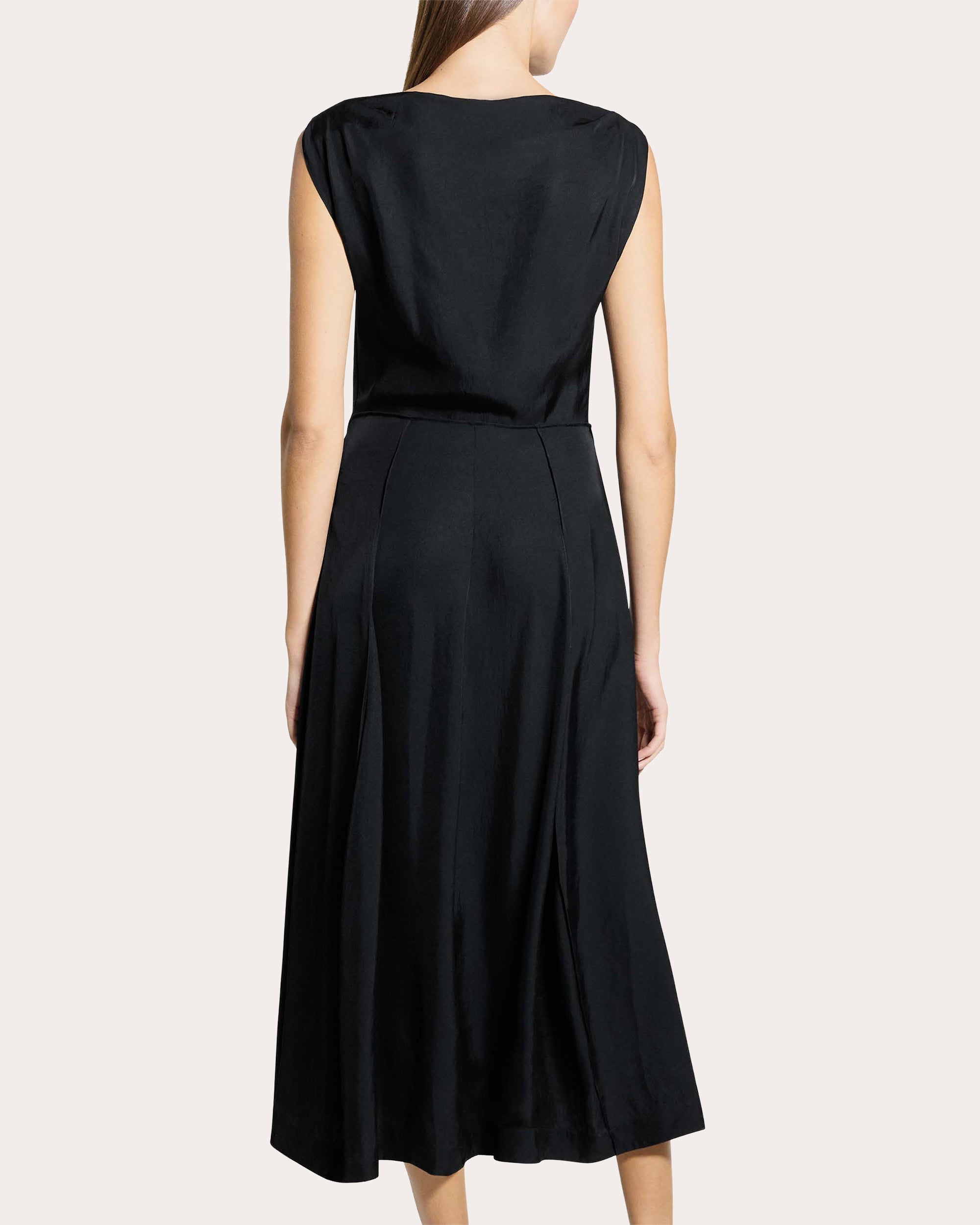 Washed Twill Boatneck Parachute Midi Dress