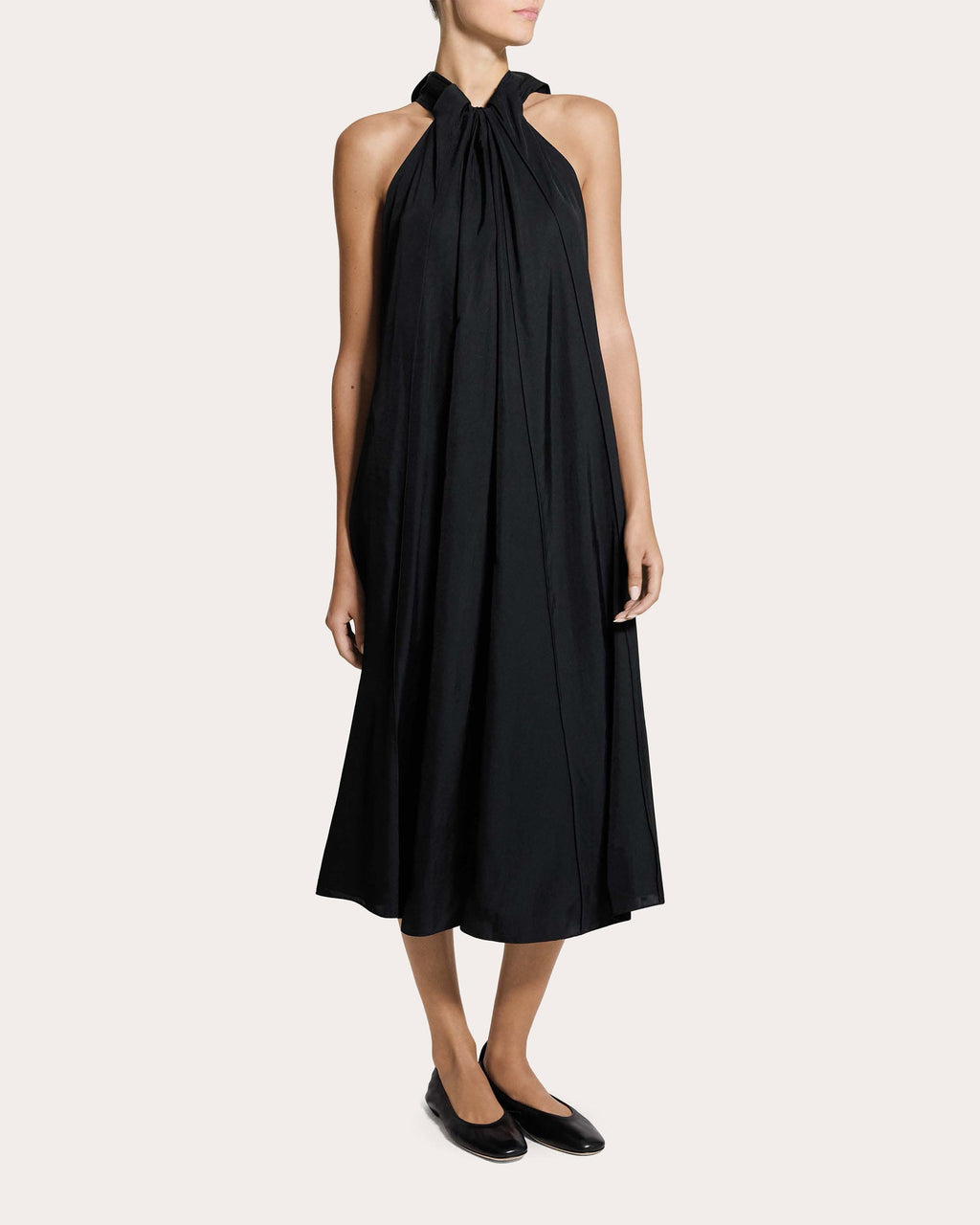 Washed Twill Drawstring Tank Midi Dress