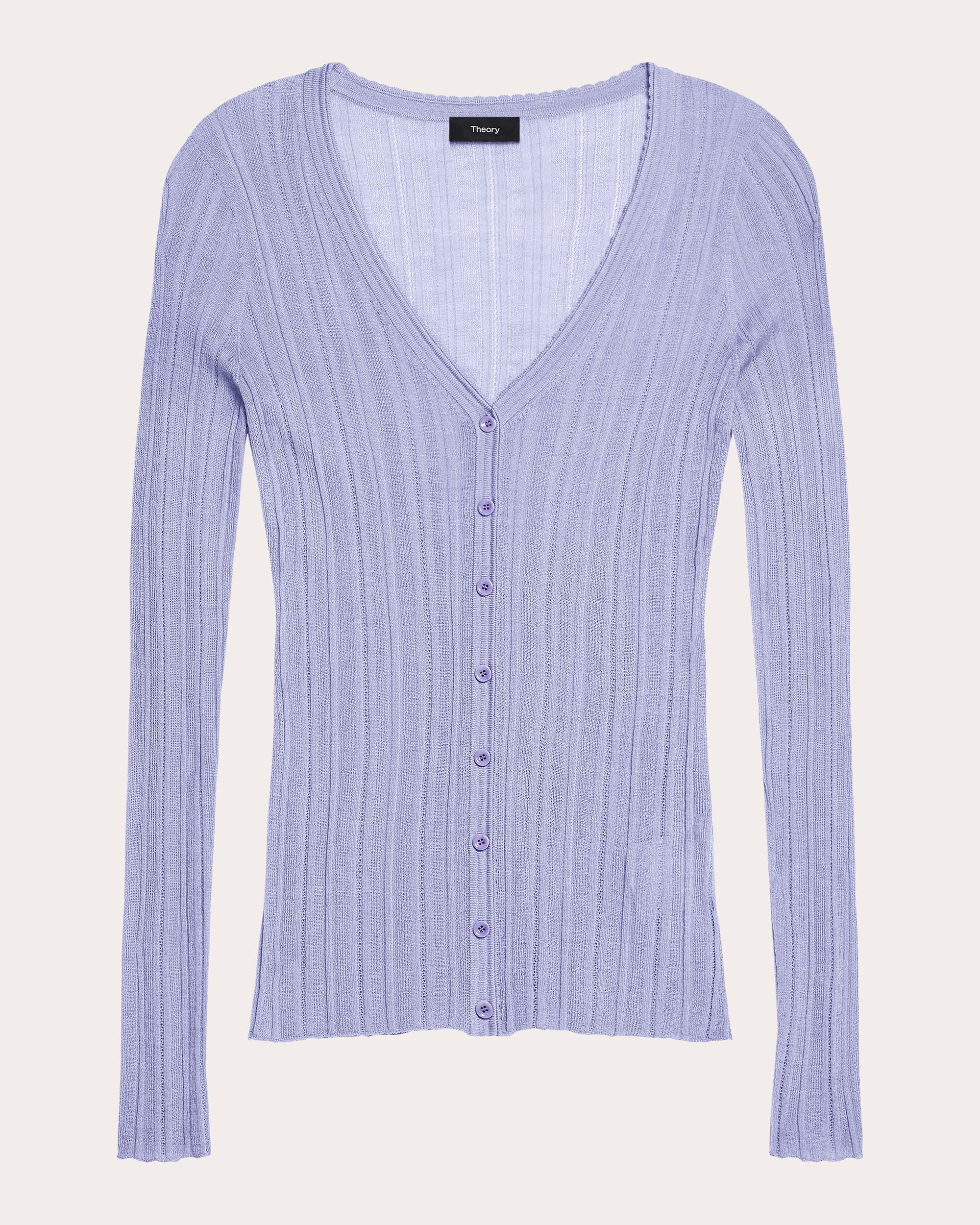 Novel Pointelle Ribbed Slim Cardigan