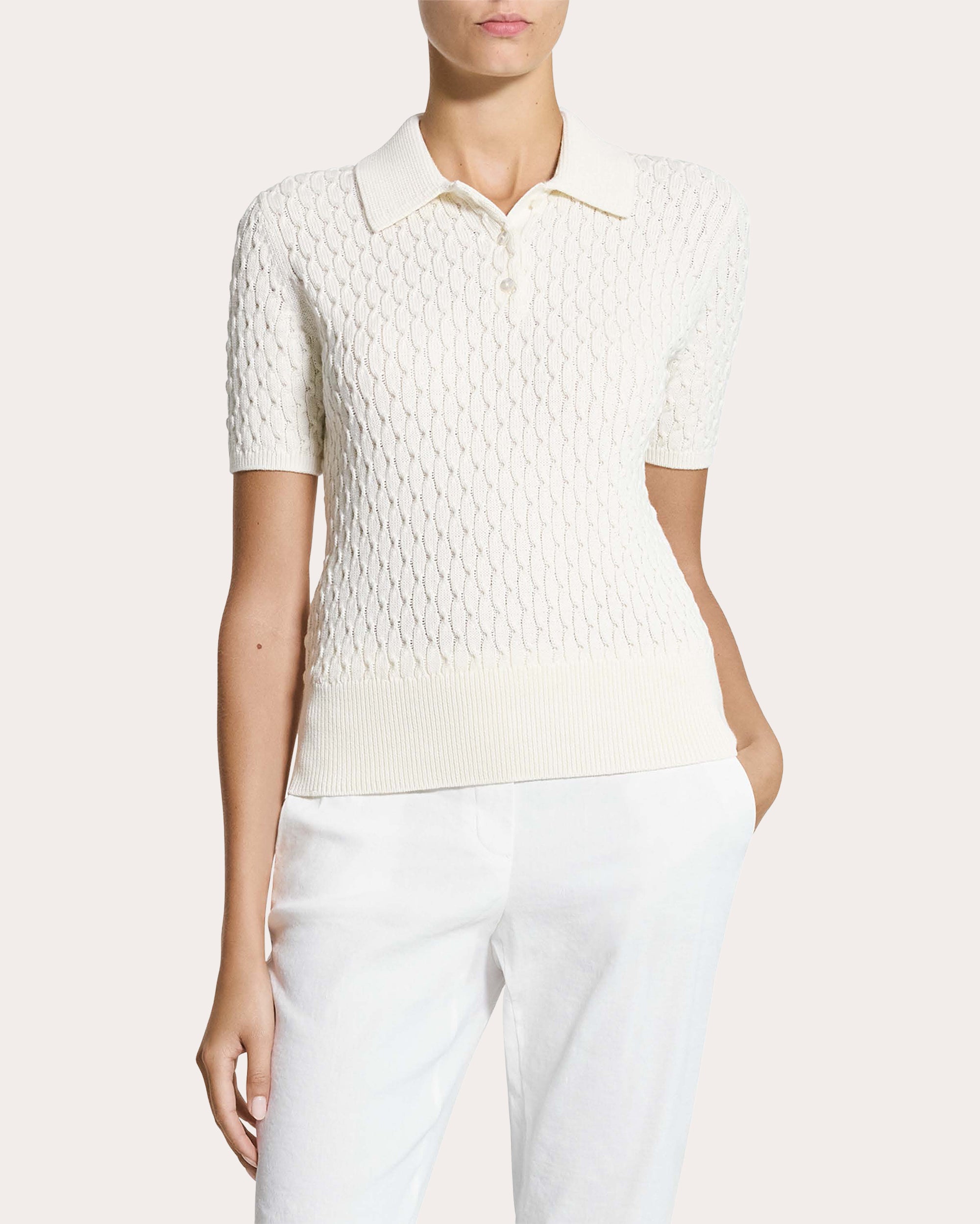 Organic Cotton Cable Knit Polo