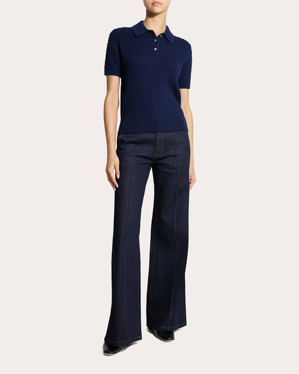 Organic Cotton Cable Knit Polo