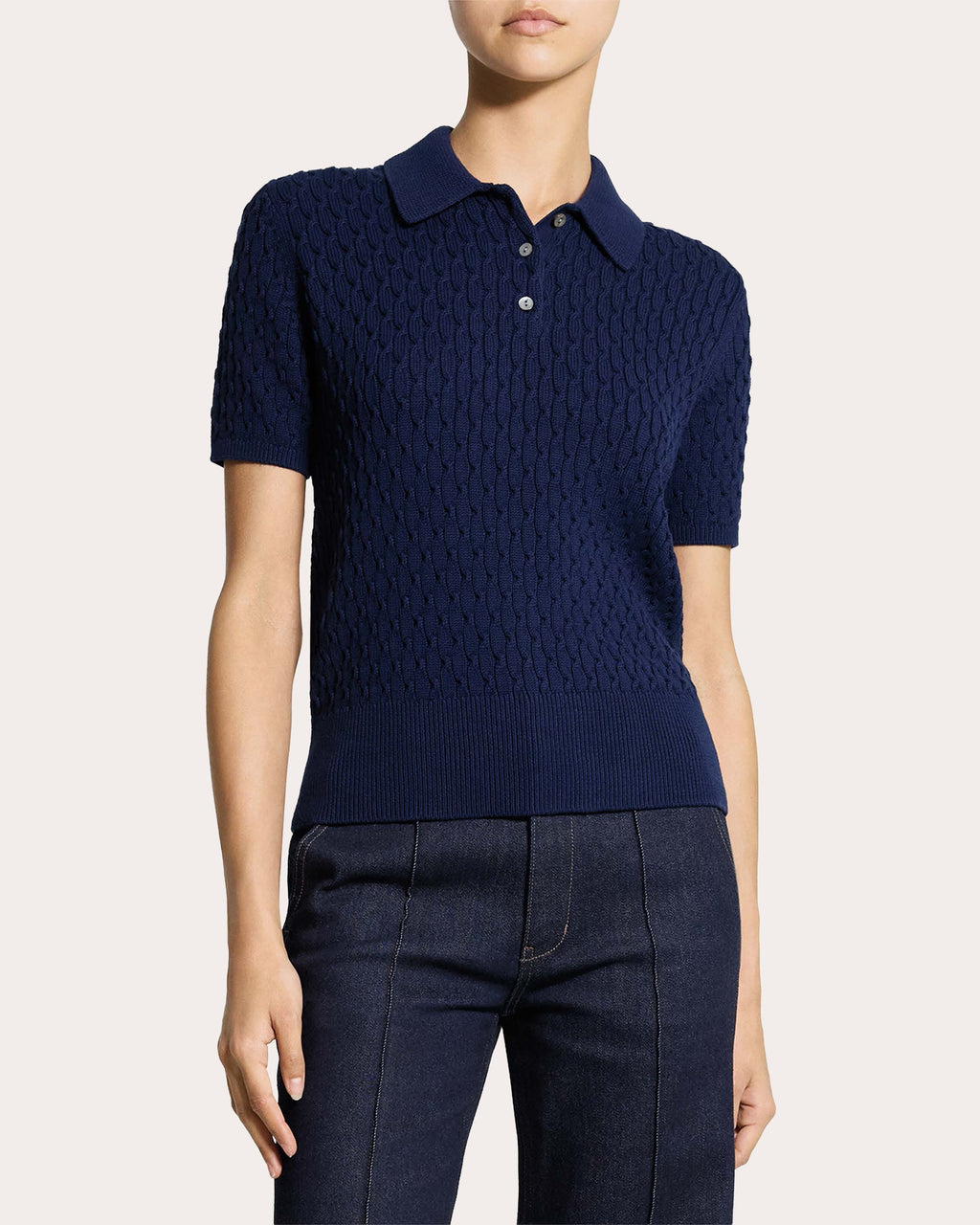 Organic Cotton Cable Knit Polo