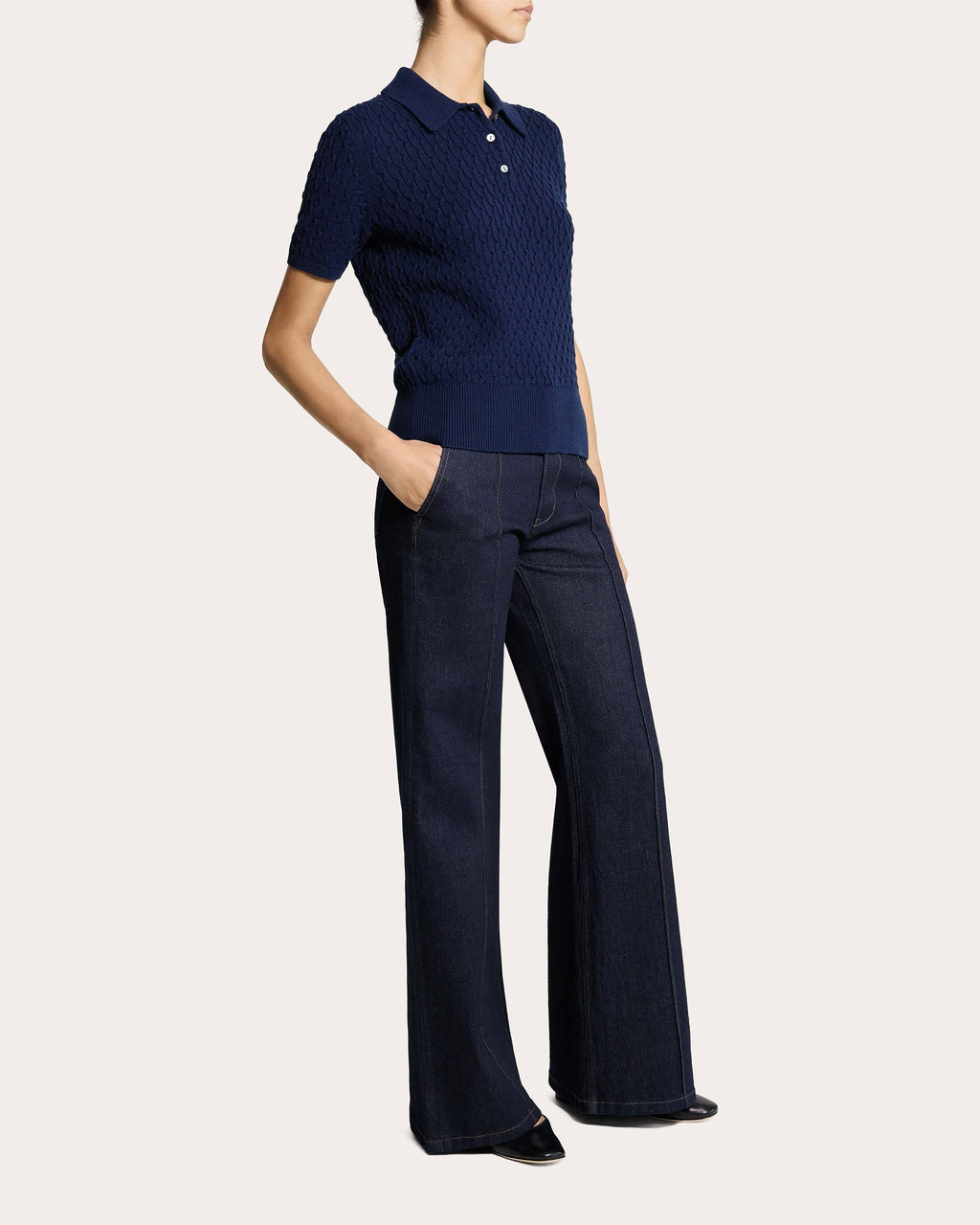 Organic Cotton Cable Knit Polo
