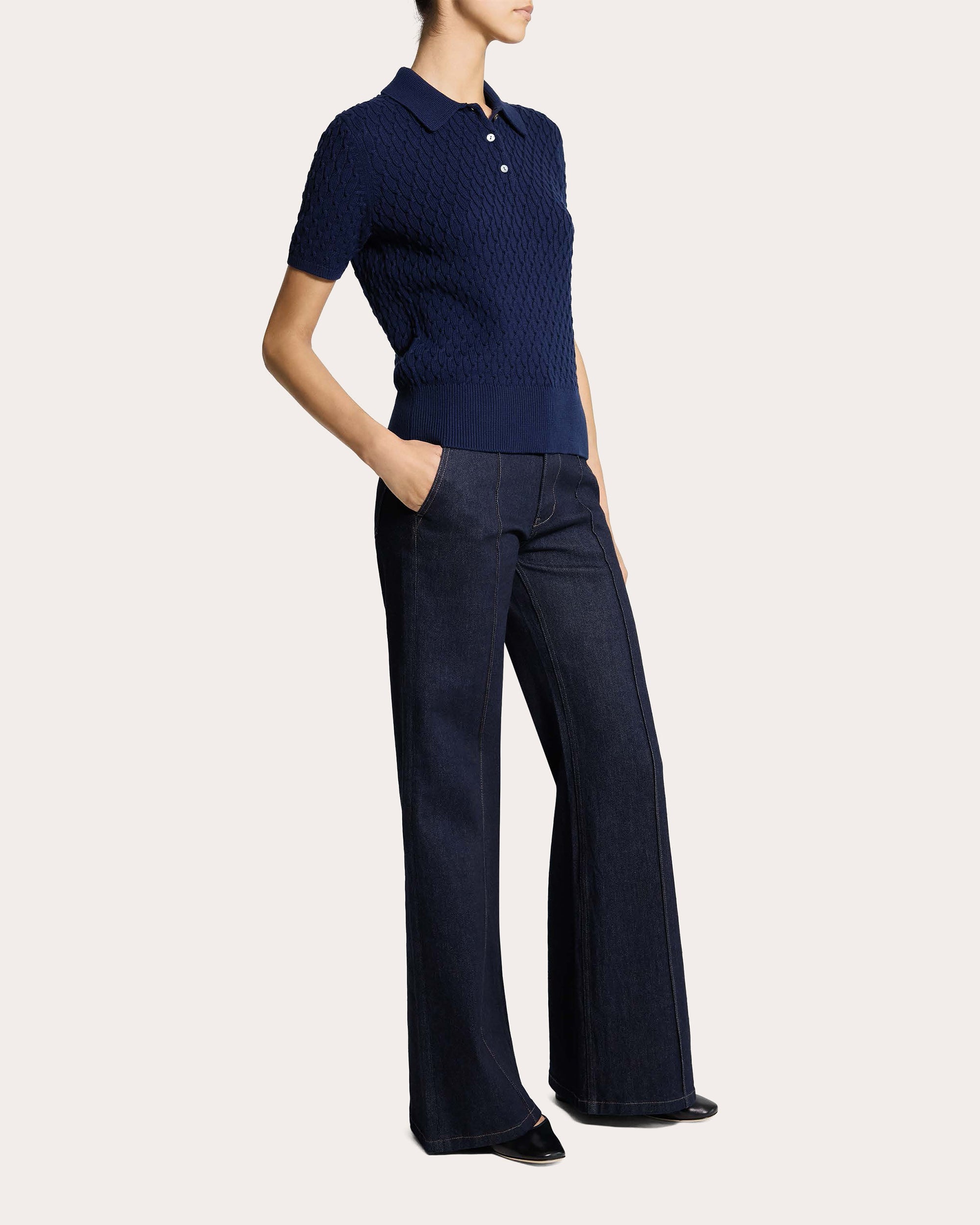 Organic Cotton Cable Knit Polo