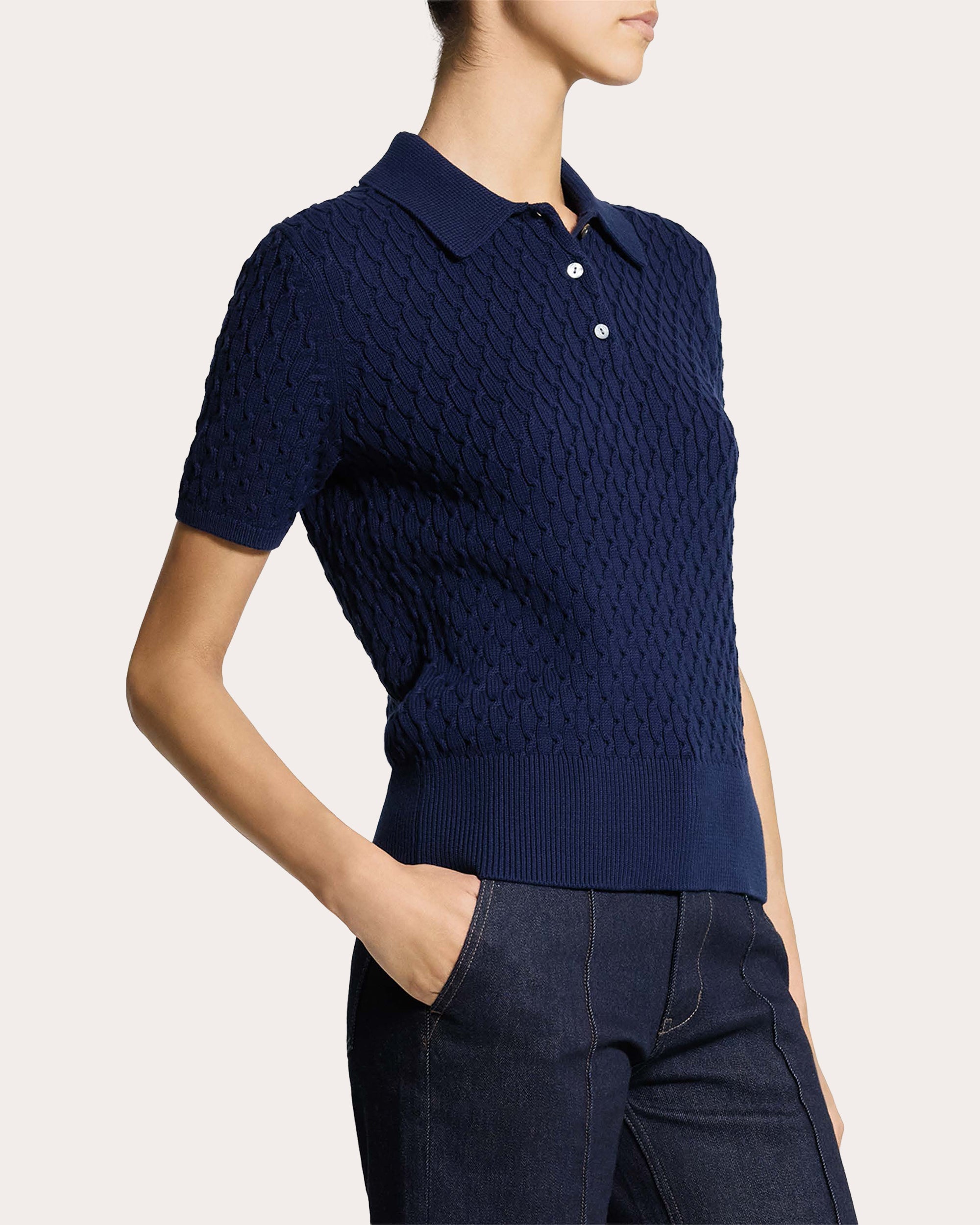 Organic Cotton Cable Knit Polo