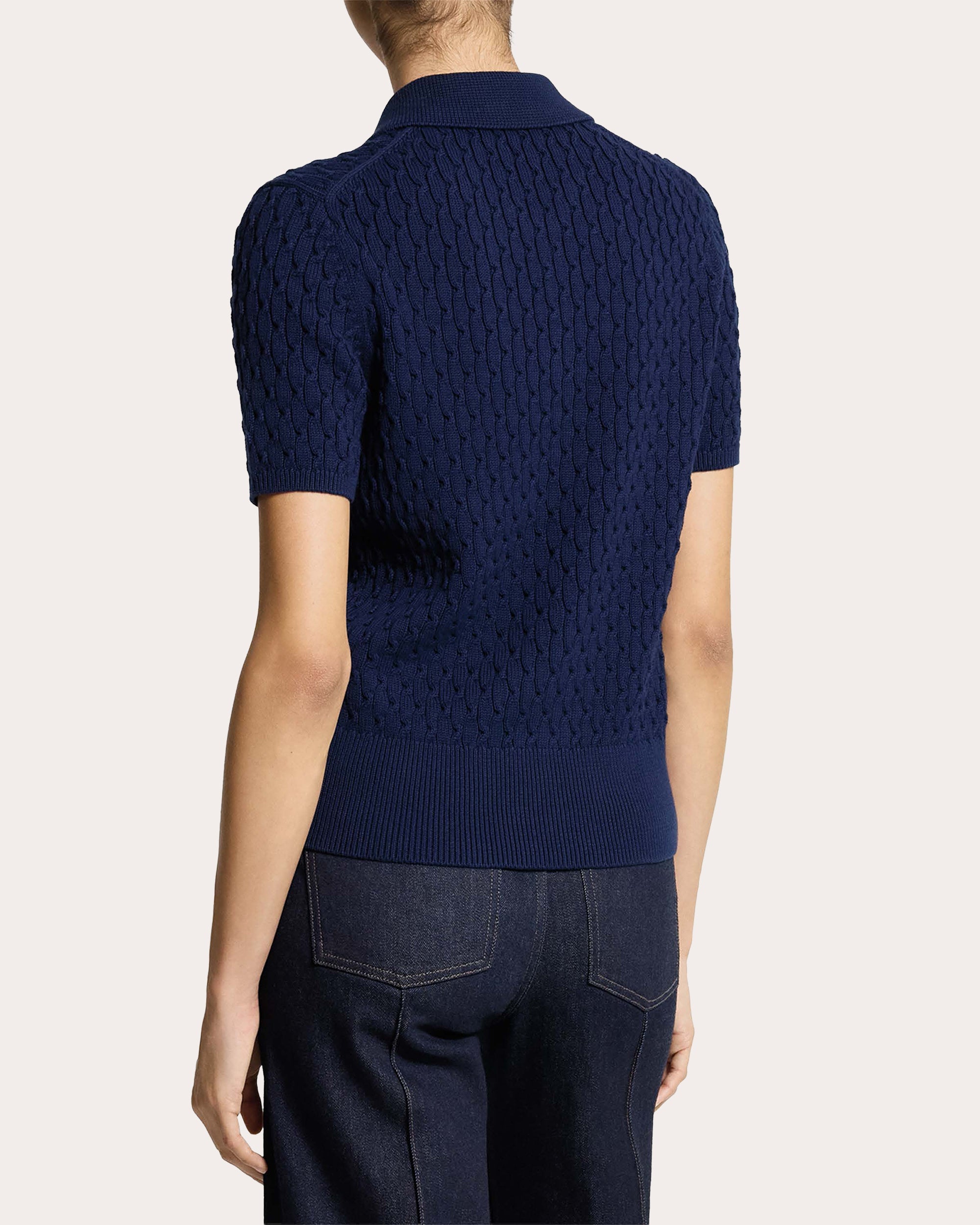 Organic Cotton Cable Knit Polo