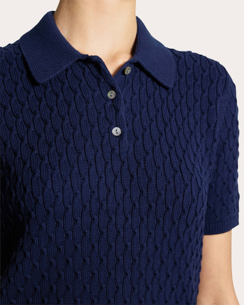 Organic Cotton Cable Knit Polo