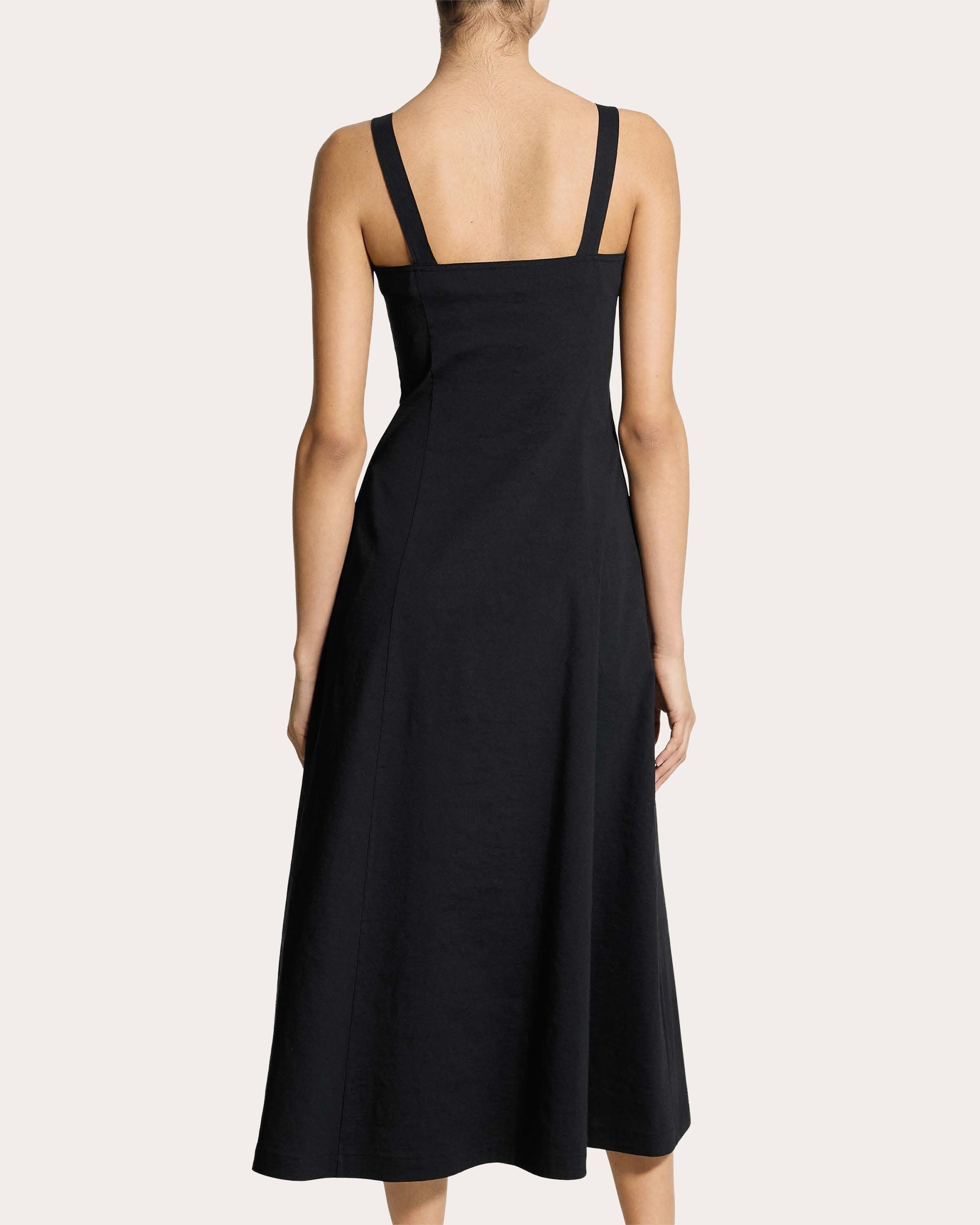 Good Linen Square Neck Flared Midi Dress