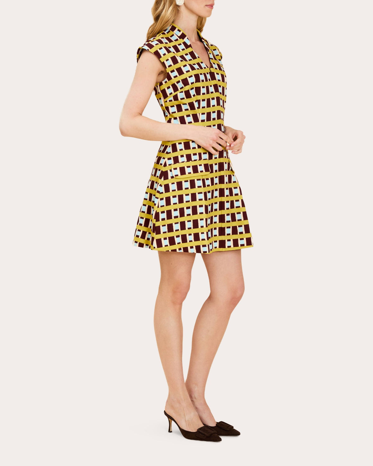 Tianna Gingham Pleated Mini Dress