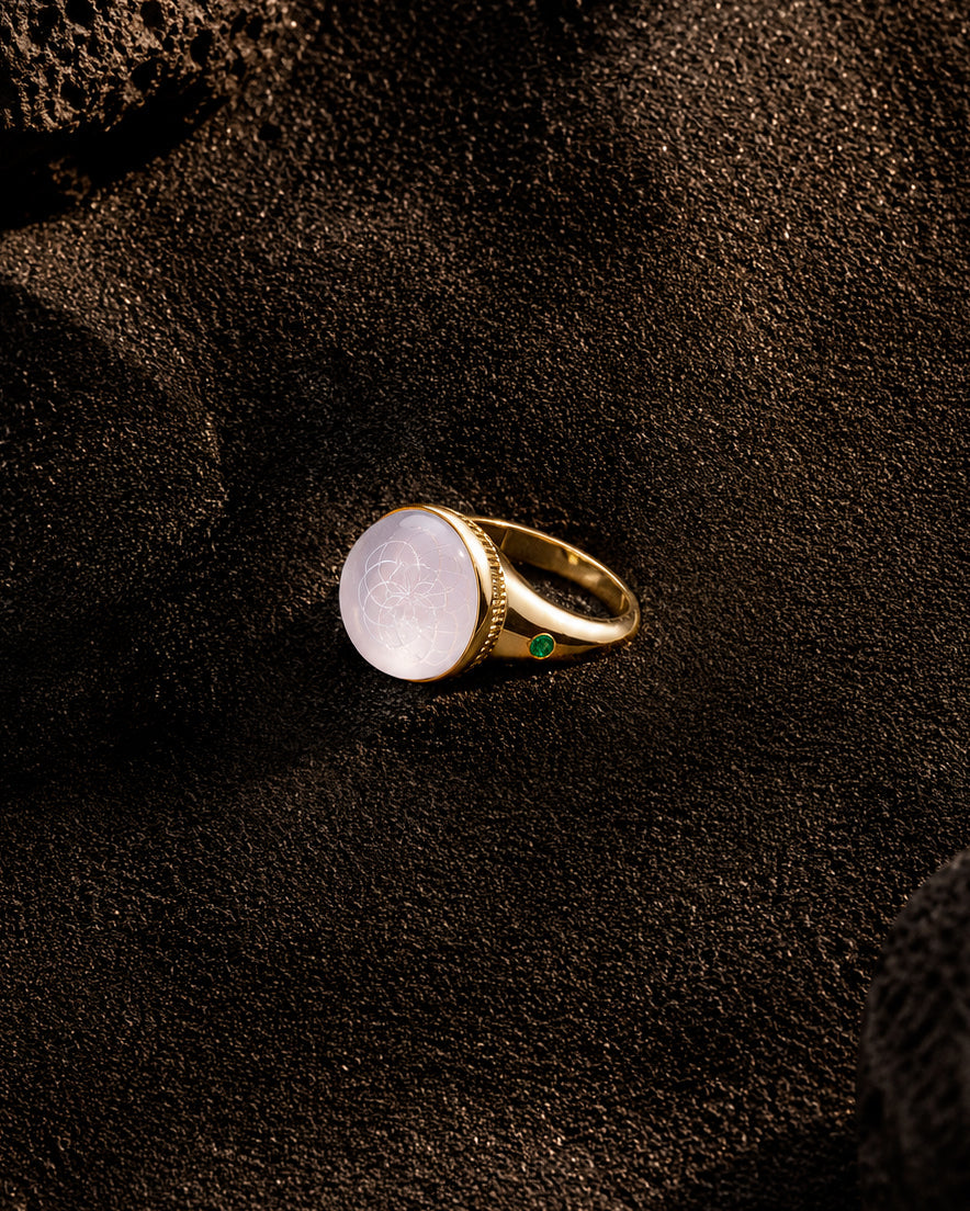 Crystal Quartz Torus Pinky Ring