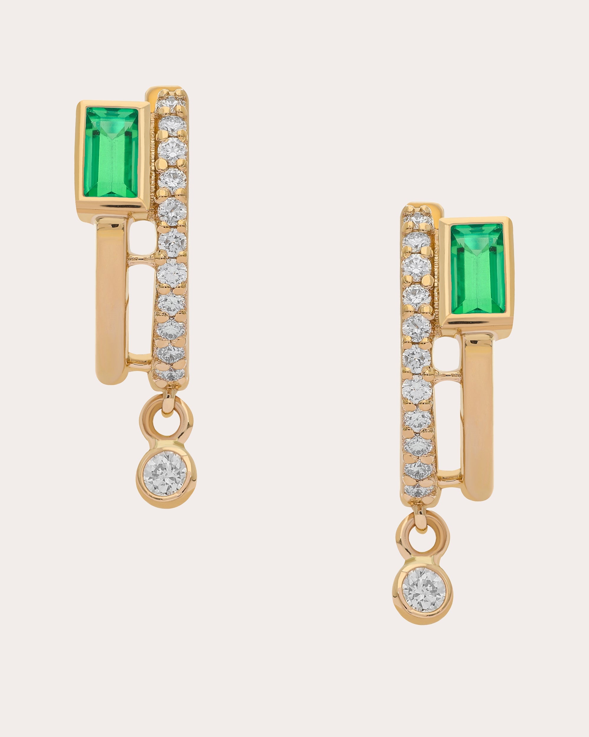 Emerald & Diamond 14k Gold Tove Huggie Earrings