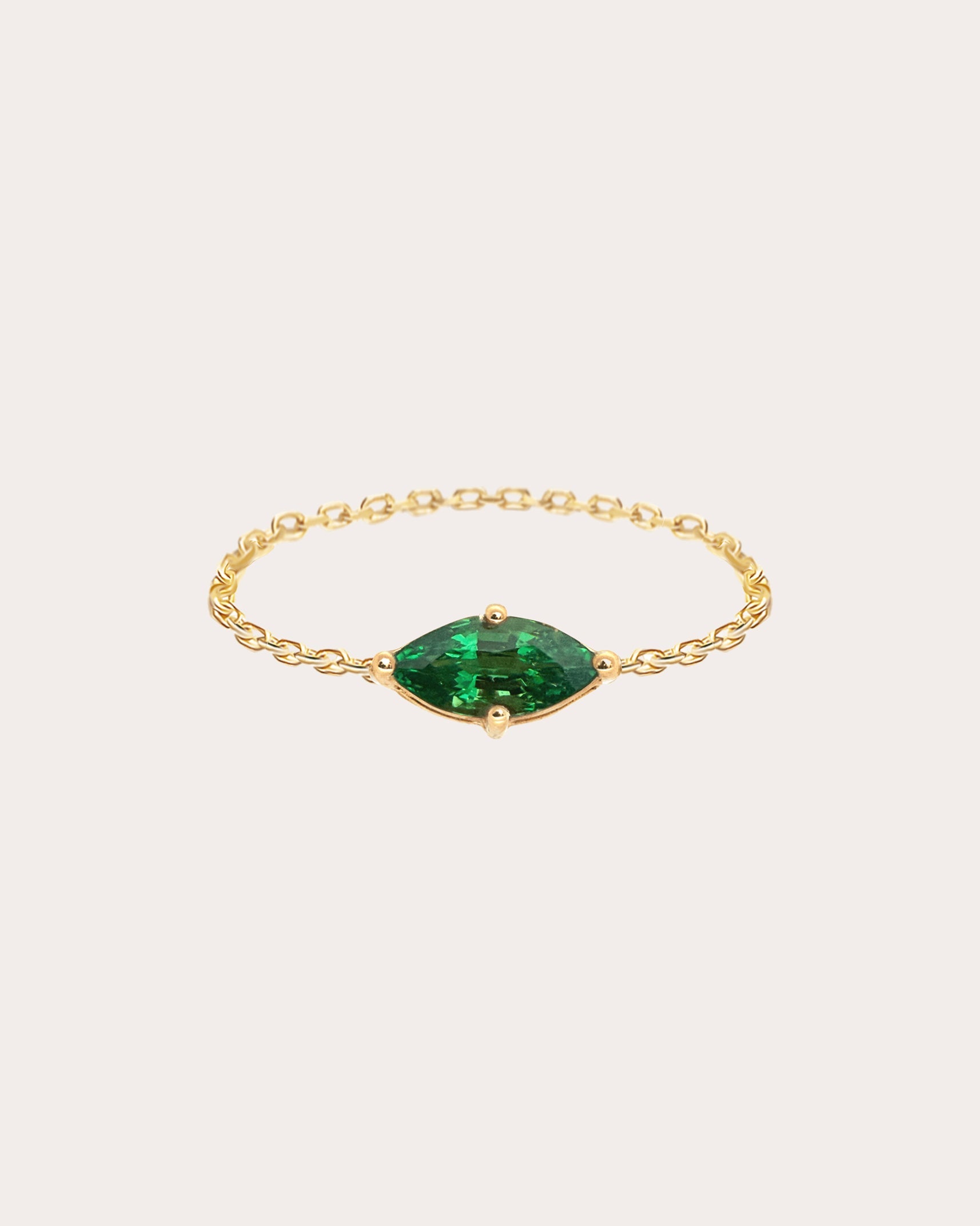 Green Tsavorite Marquise Supreme Chain Ring