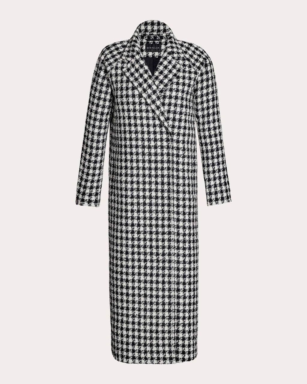 Tweed Houndstooth Alpaca Maxi Raglan Sleeve Coat