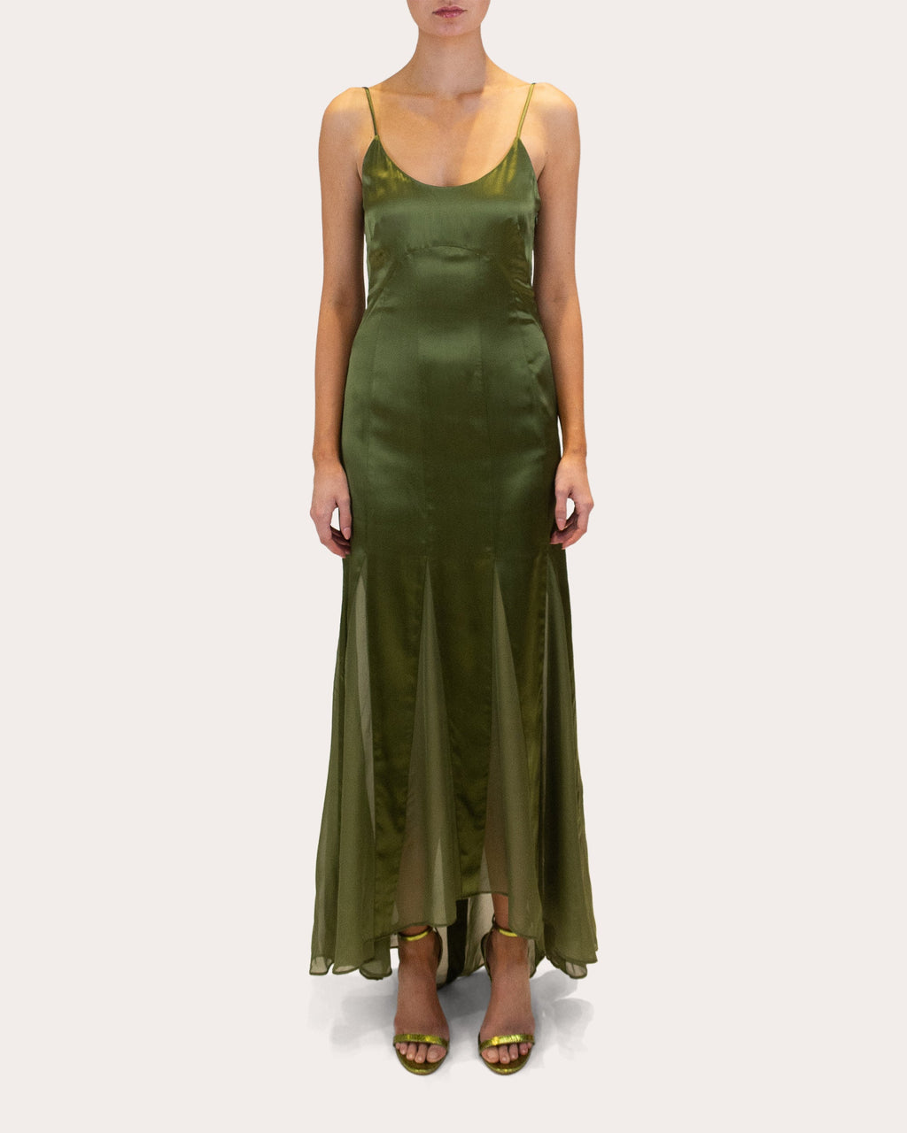 Kaida Silk Charmeuse Chiffon High-Low Dress