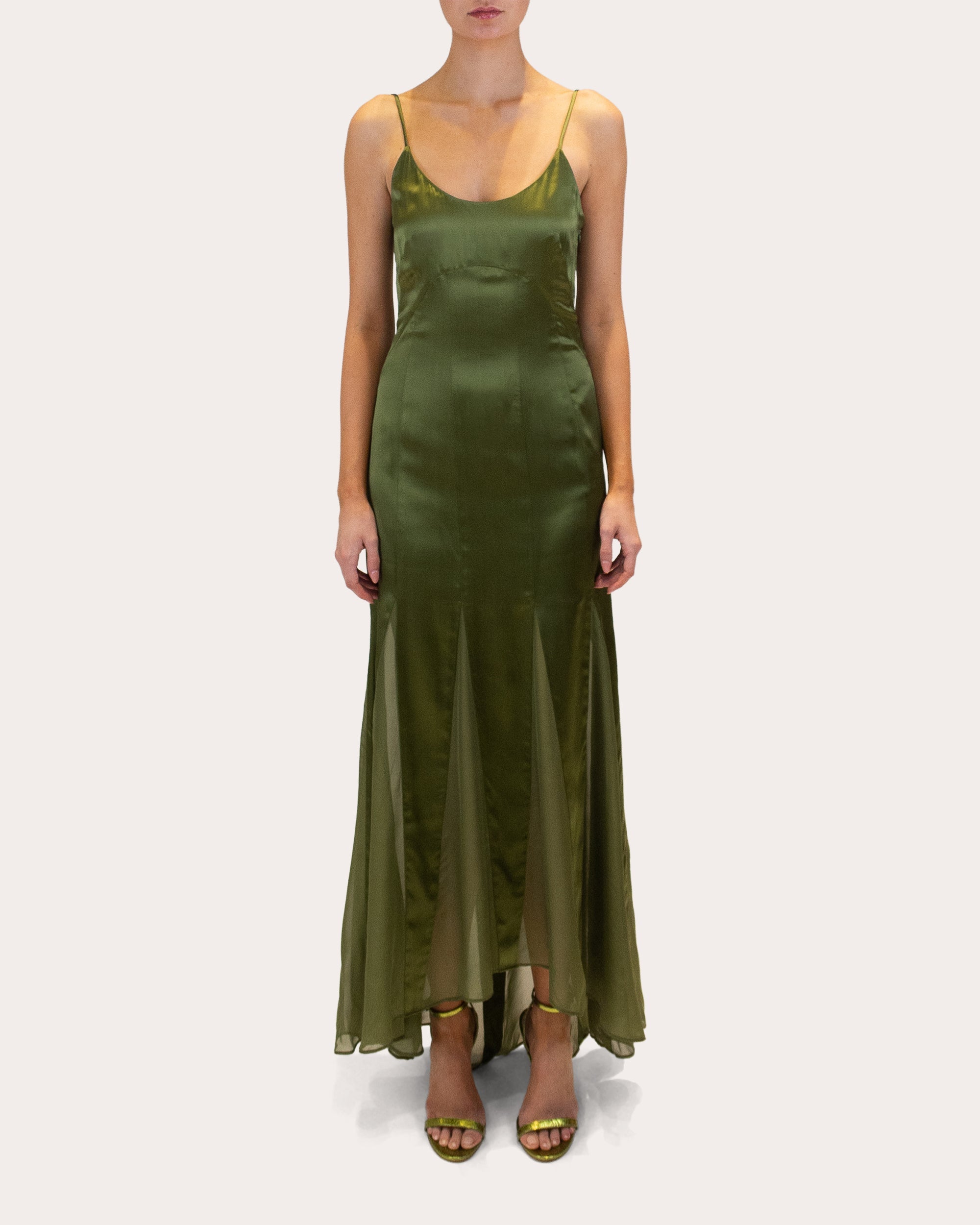 Kaida Silk Charmeuse Chiffon High-Low Dress
