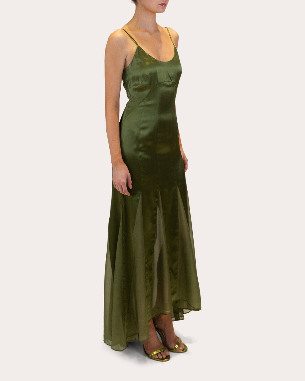 Kaida Silk Charmeuse Chiffon High-Low Dress