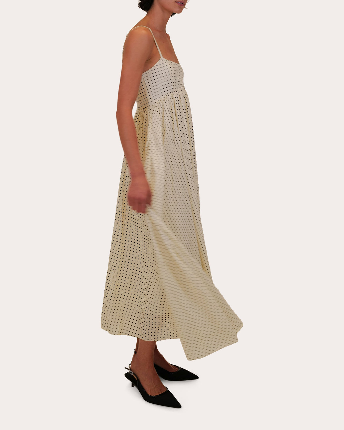 Rachel Polka Dot Silk Empire Midi Dress