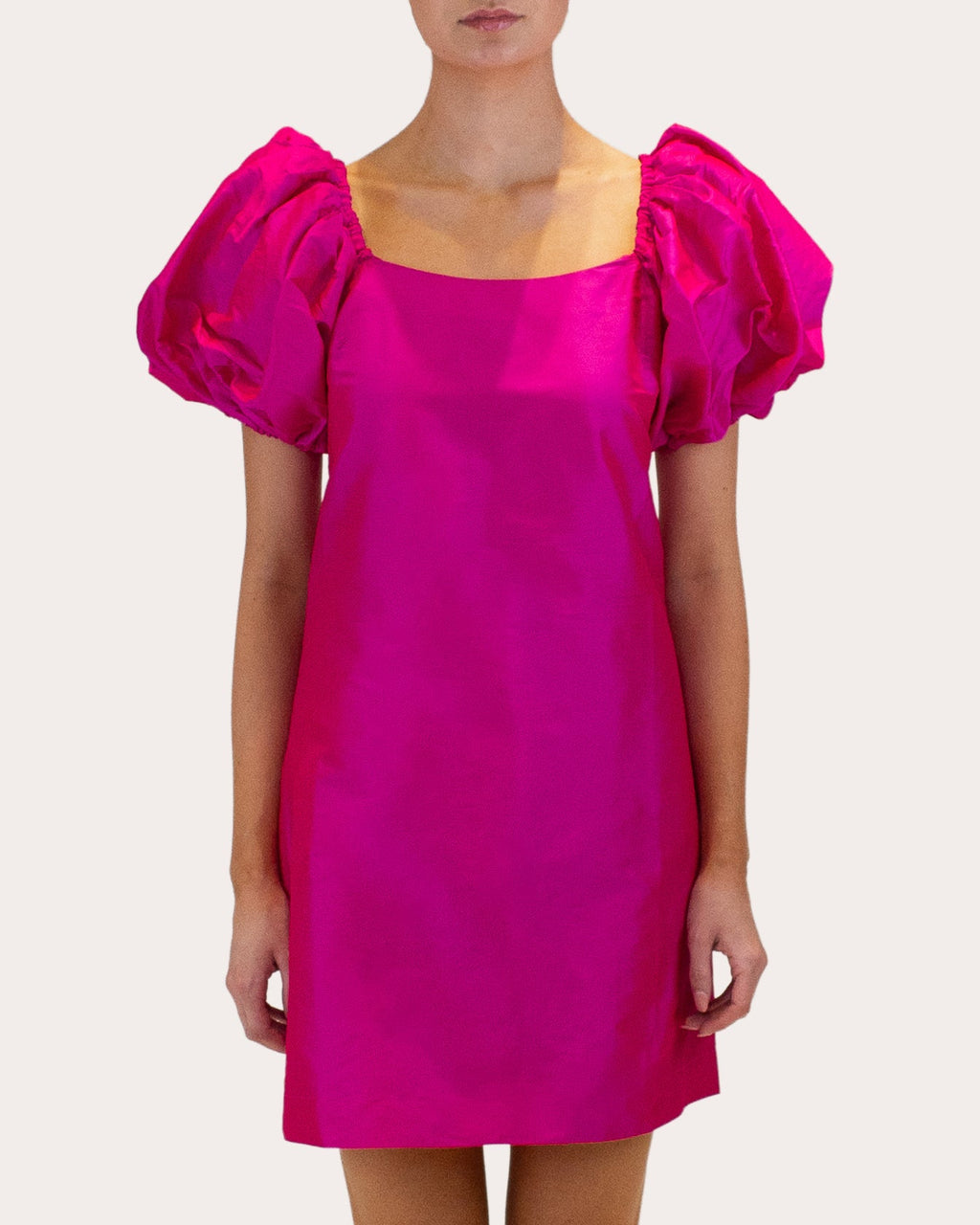 Drea Taffeta Puff-Sleeve Mini Dress