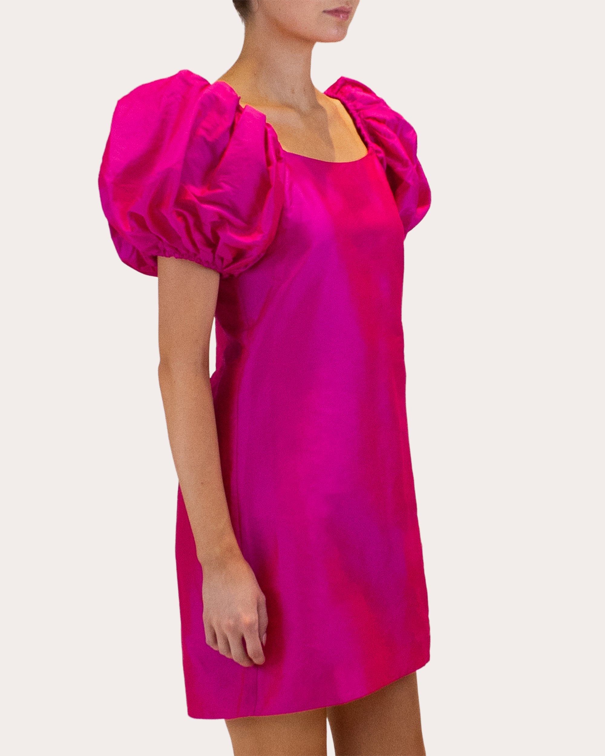 Drea Taffeta Puff-Sleeve Mini Dress
