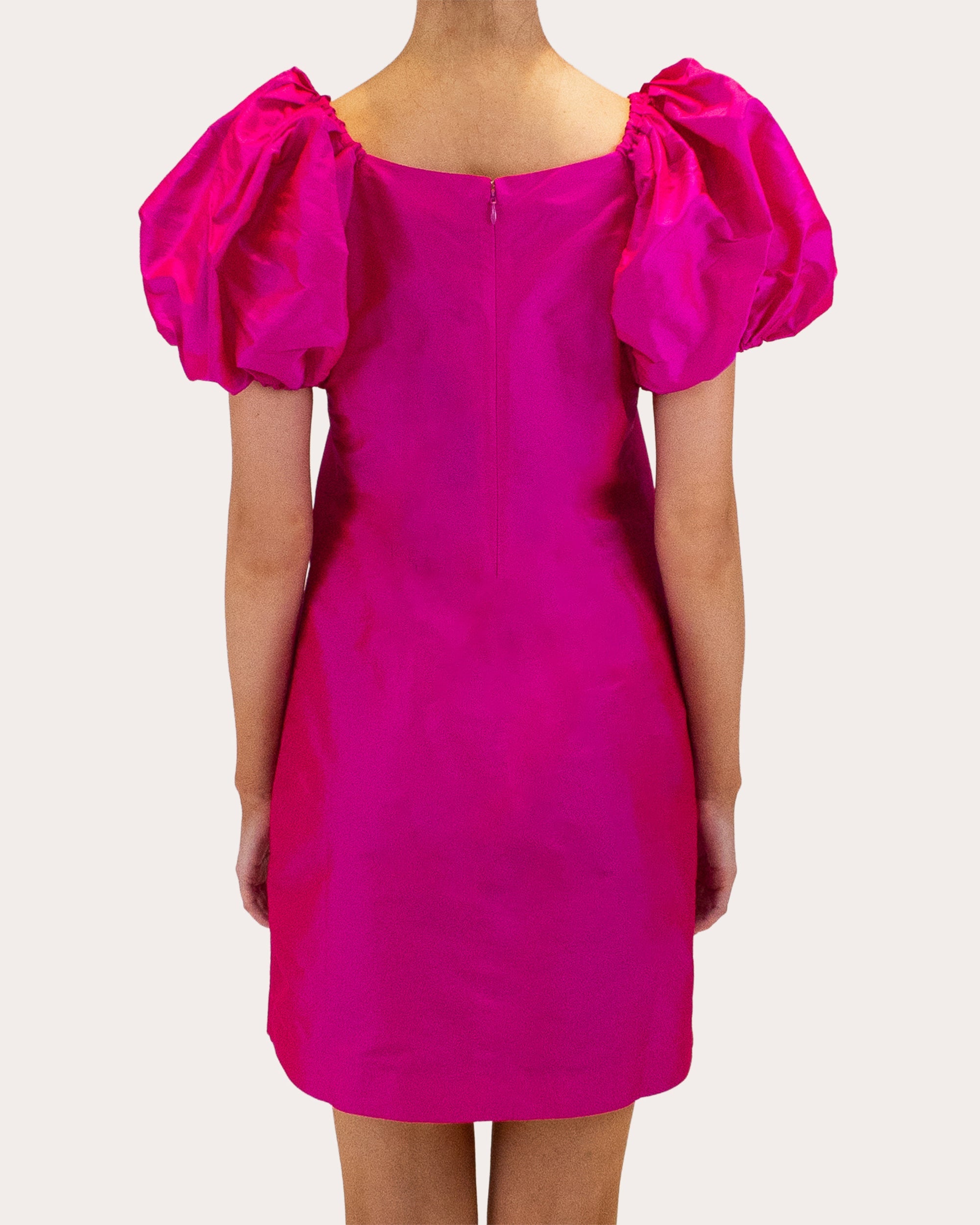 Drea Taffeta Puff-Sleeve Mini Dress