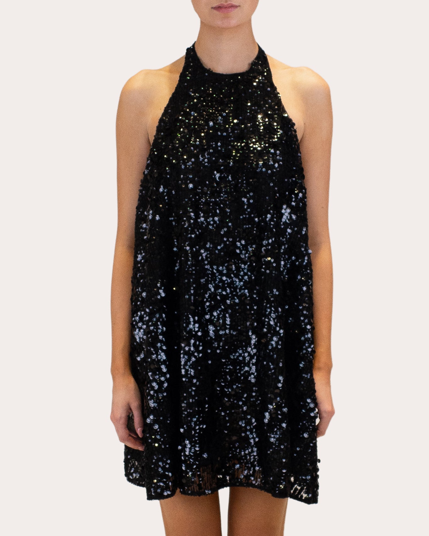 Winston Sequin Halter Mini Dress