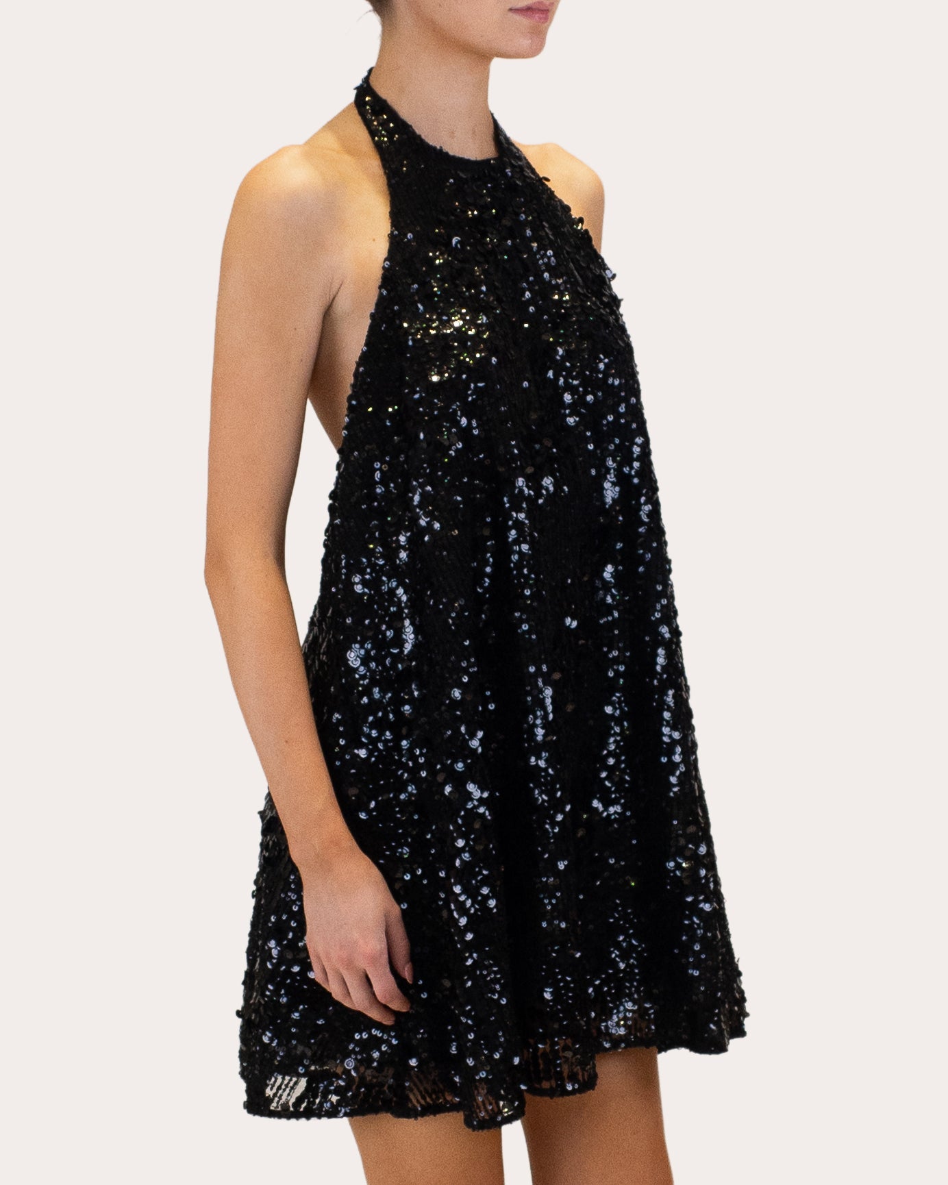 Winston Sequin Halter Mini Dress