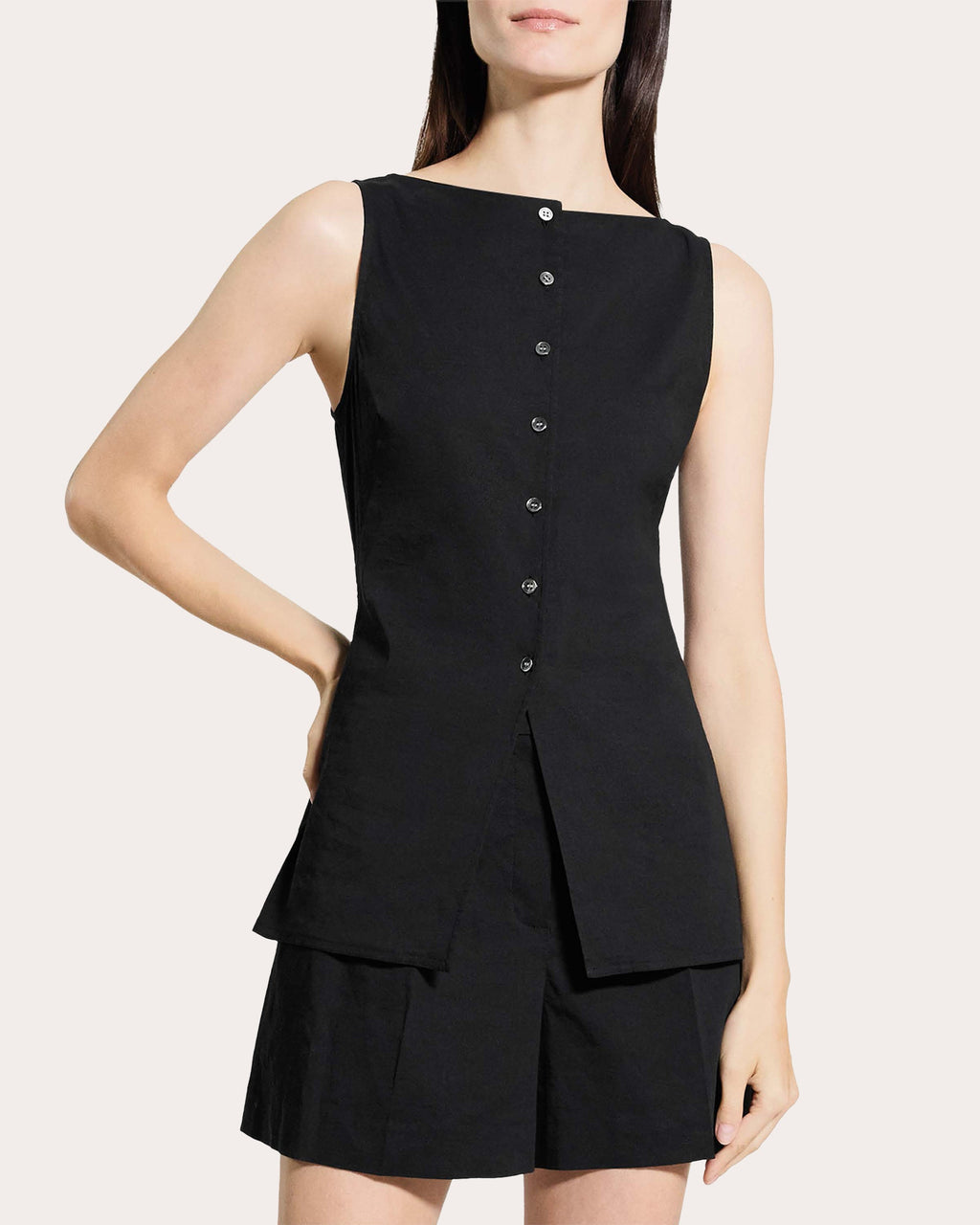 Good Linen Boatneck Cutaway Vest Top