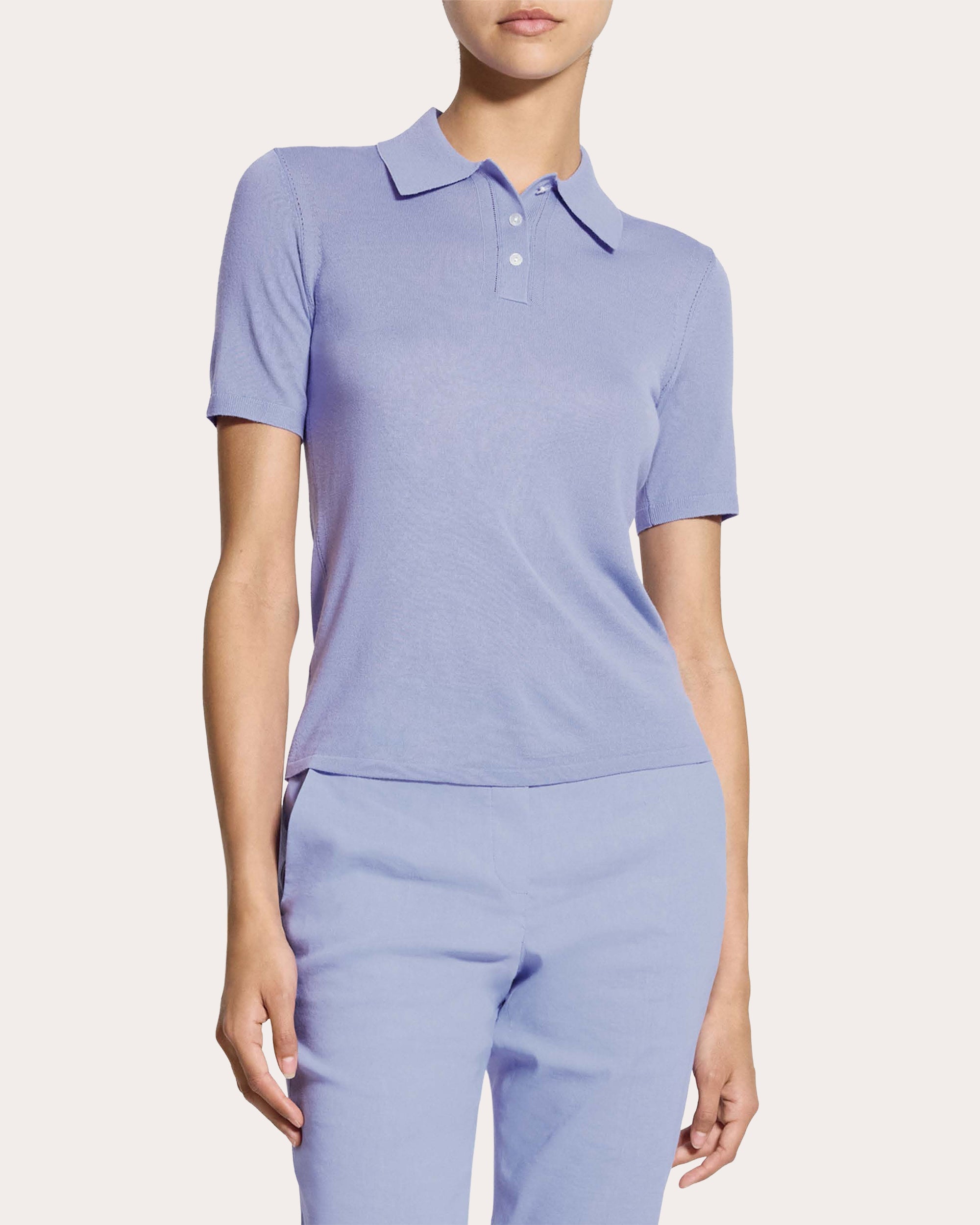 Regal Wool Pointelle-Trim Polo