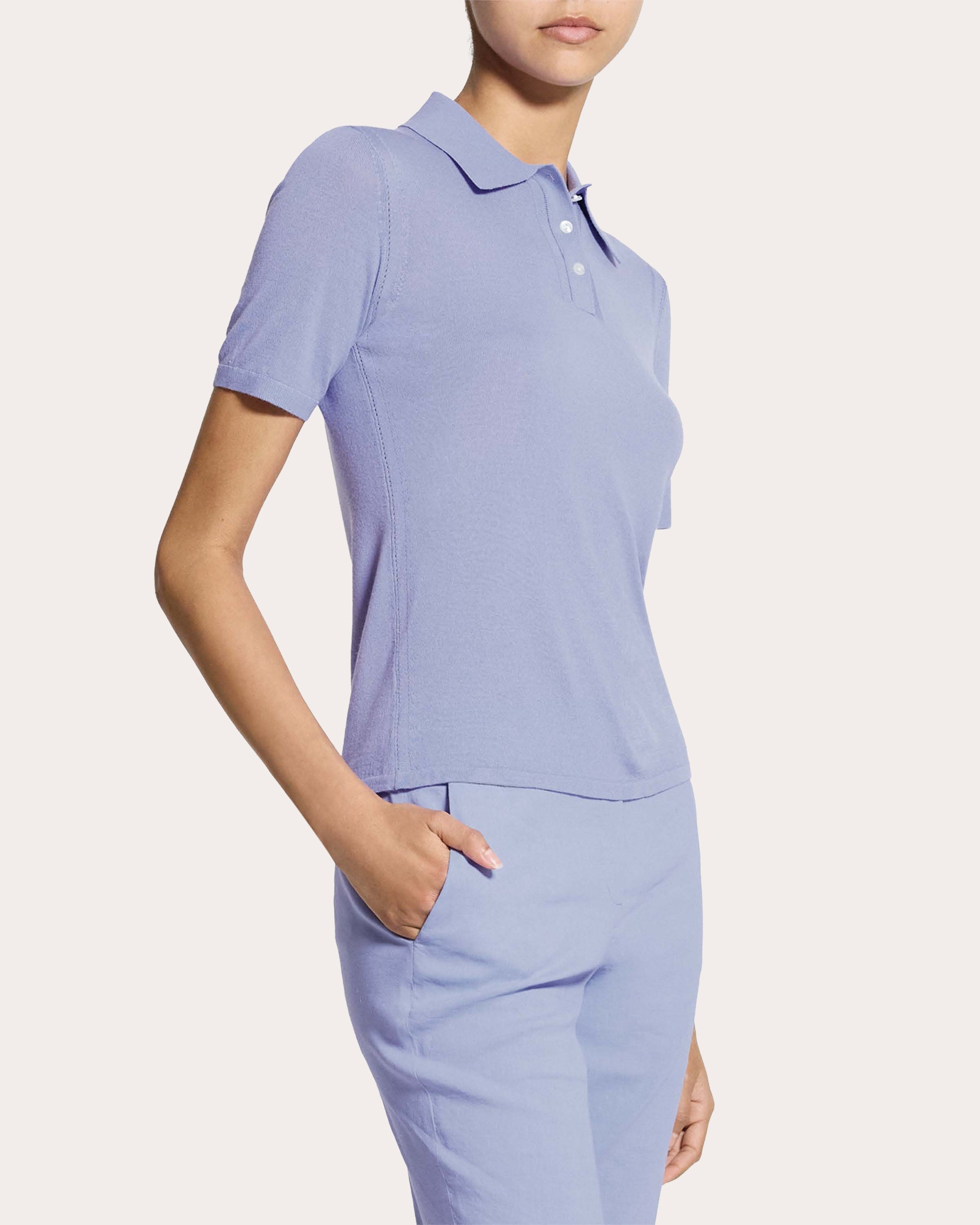 Regal Wool Pointelle-Trim Polo