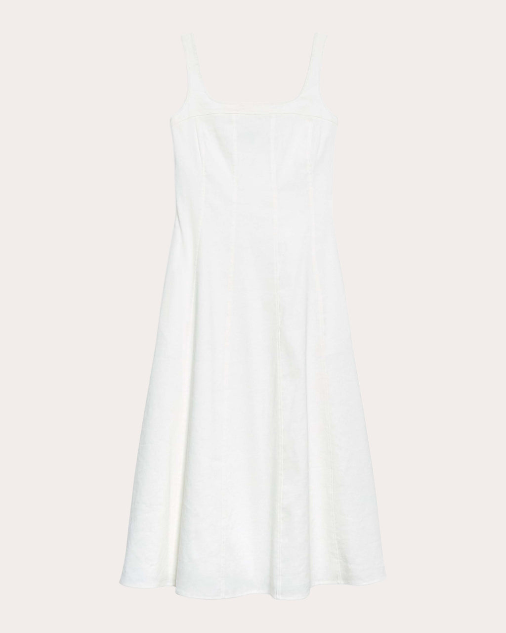 Good Linen Square Neck Seamed Midi Dress